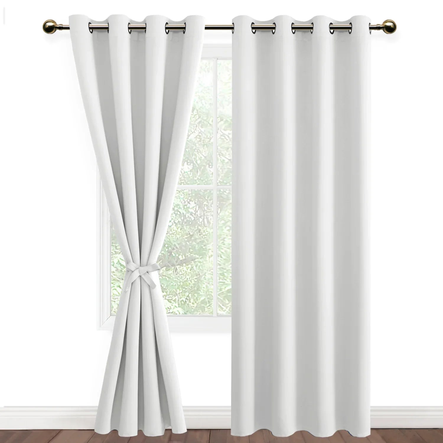 DWCN Blackout Curtains with Tiebacks, Set of 2 Panels