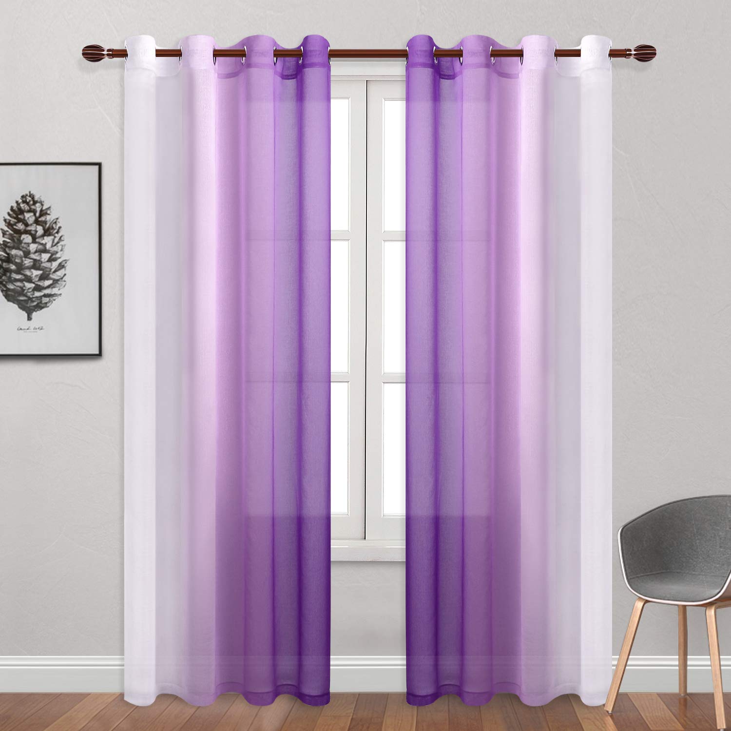 Custom Curtains: Ombre Sheer Curtains, Set of 2 Panels