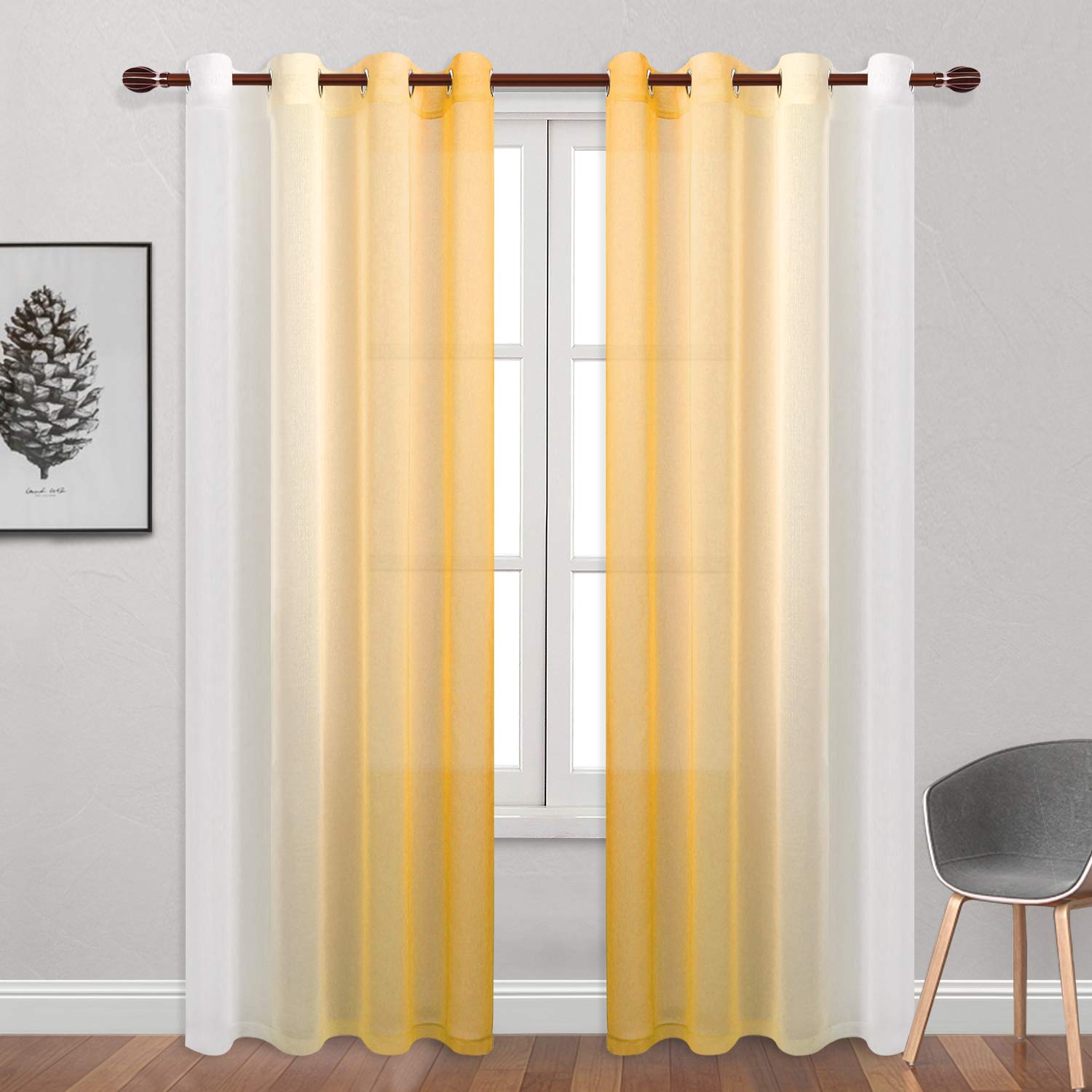 Custom Curtains: Ombre Sheer Curtains, Set of 2 Panels
