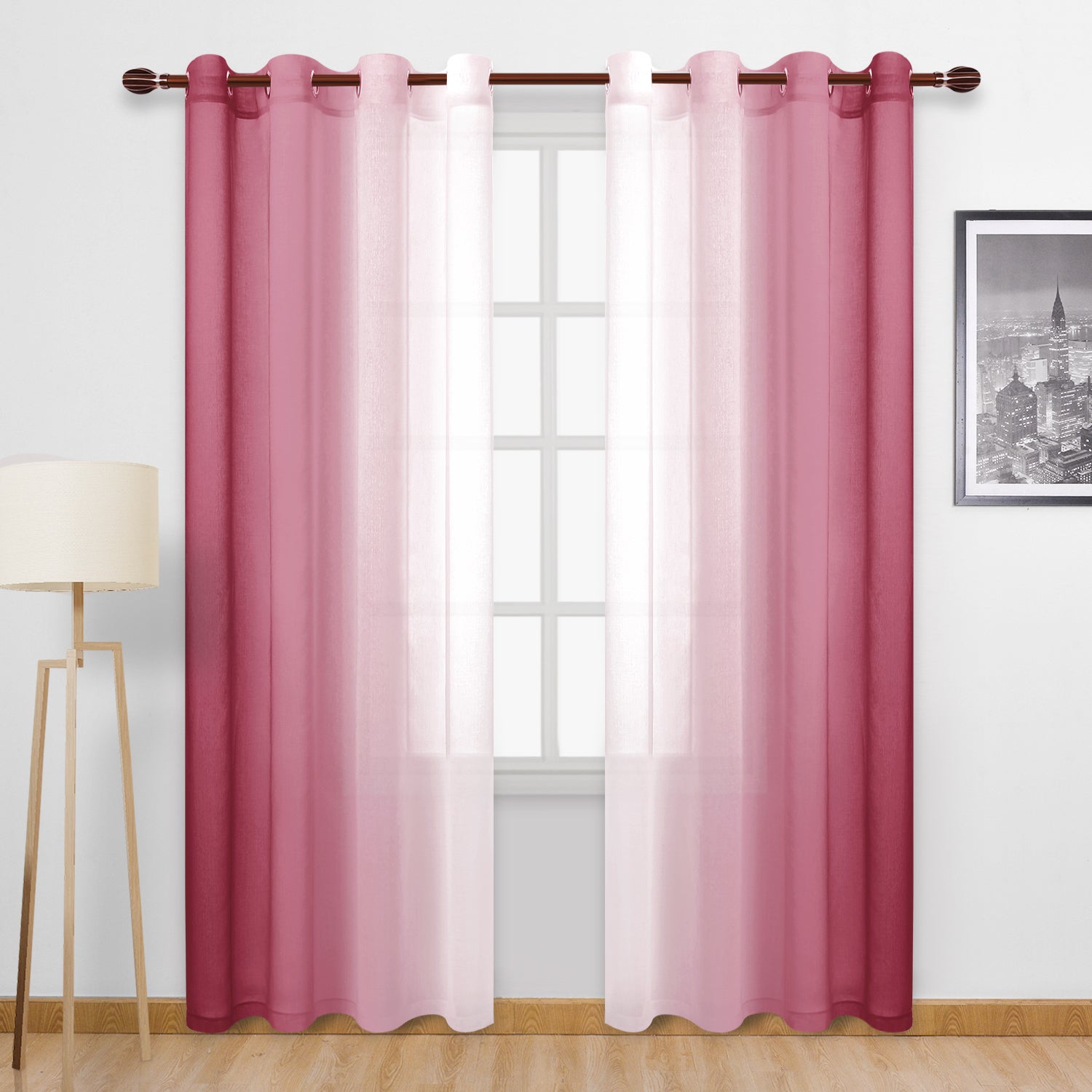 Custom Curtains: Ombre Sheer Curtains, Set of 2 Panels