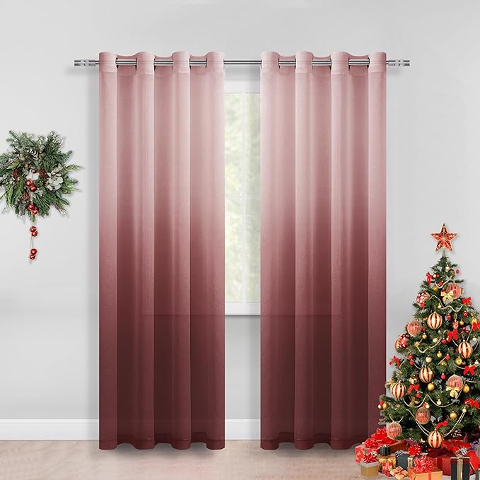 DWCN Faux Linen Ombre Sheer Curtains - DWCN Official