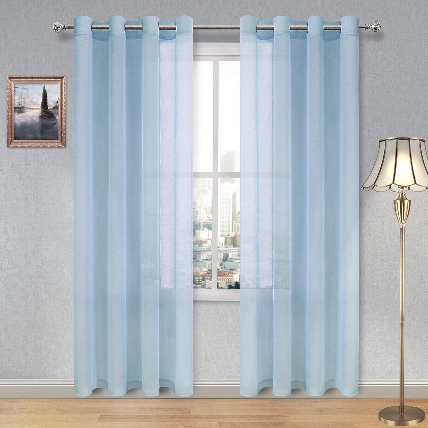 Custom Curtains: Faux Linen Sheer Curtains, Set of 2 Panels