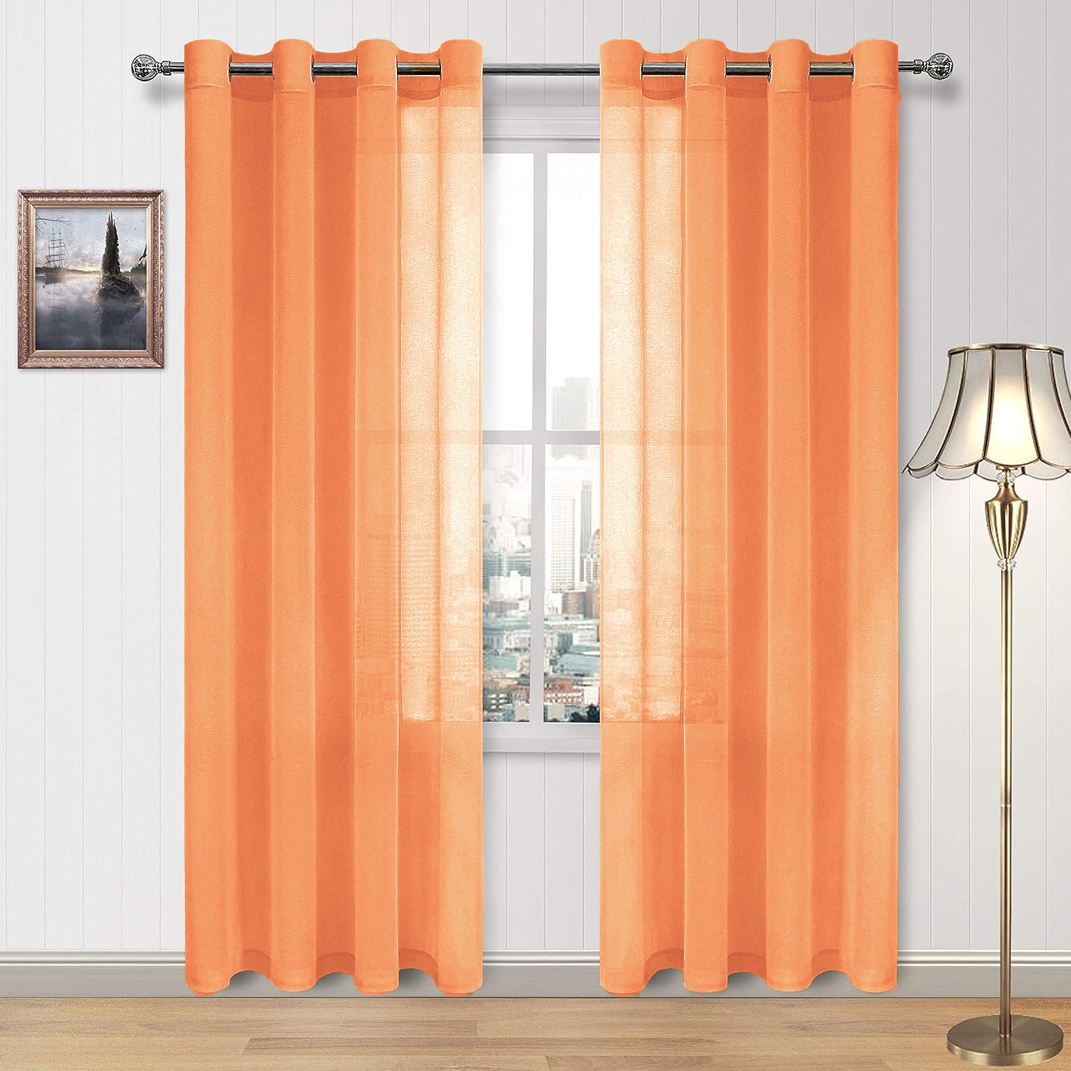Custom Curtains: Faux Linen Sheer Curtains, Set of 2 Panels