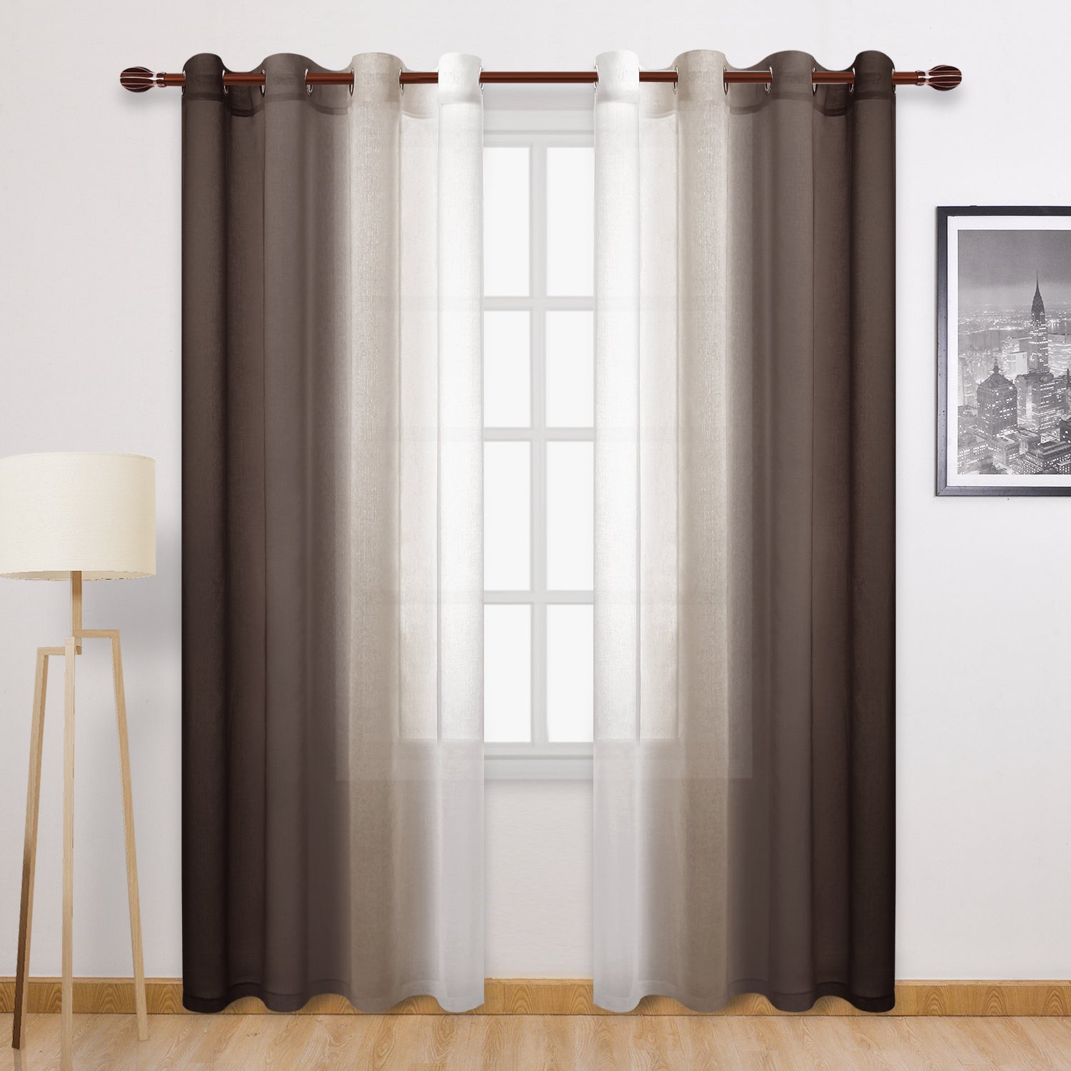 Custom Curtains: Ombre Sheer Curtains, Set of 2 Panels