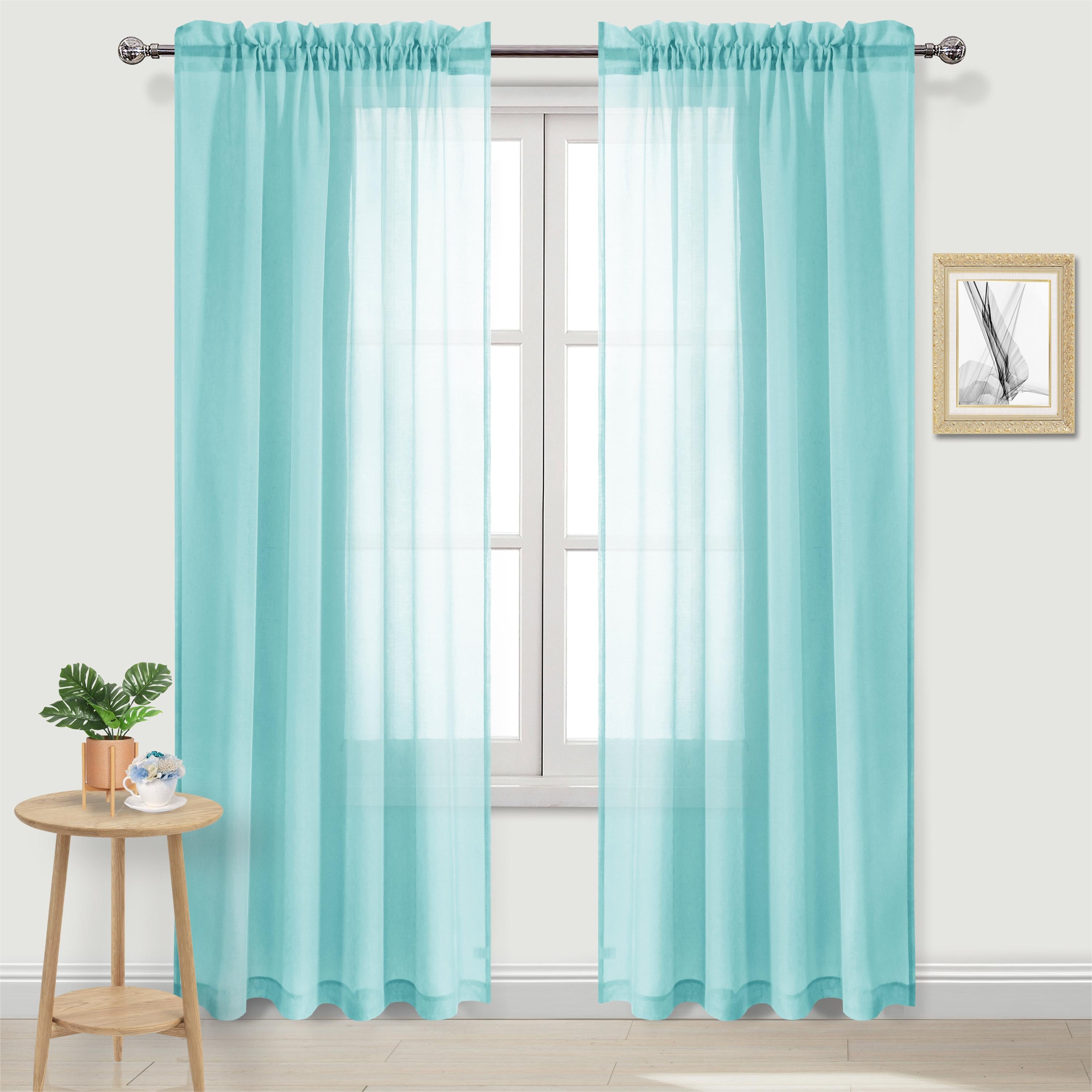 Rod Pocket Sheer Curtains, Set of 2 Panels