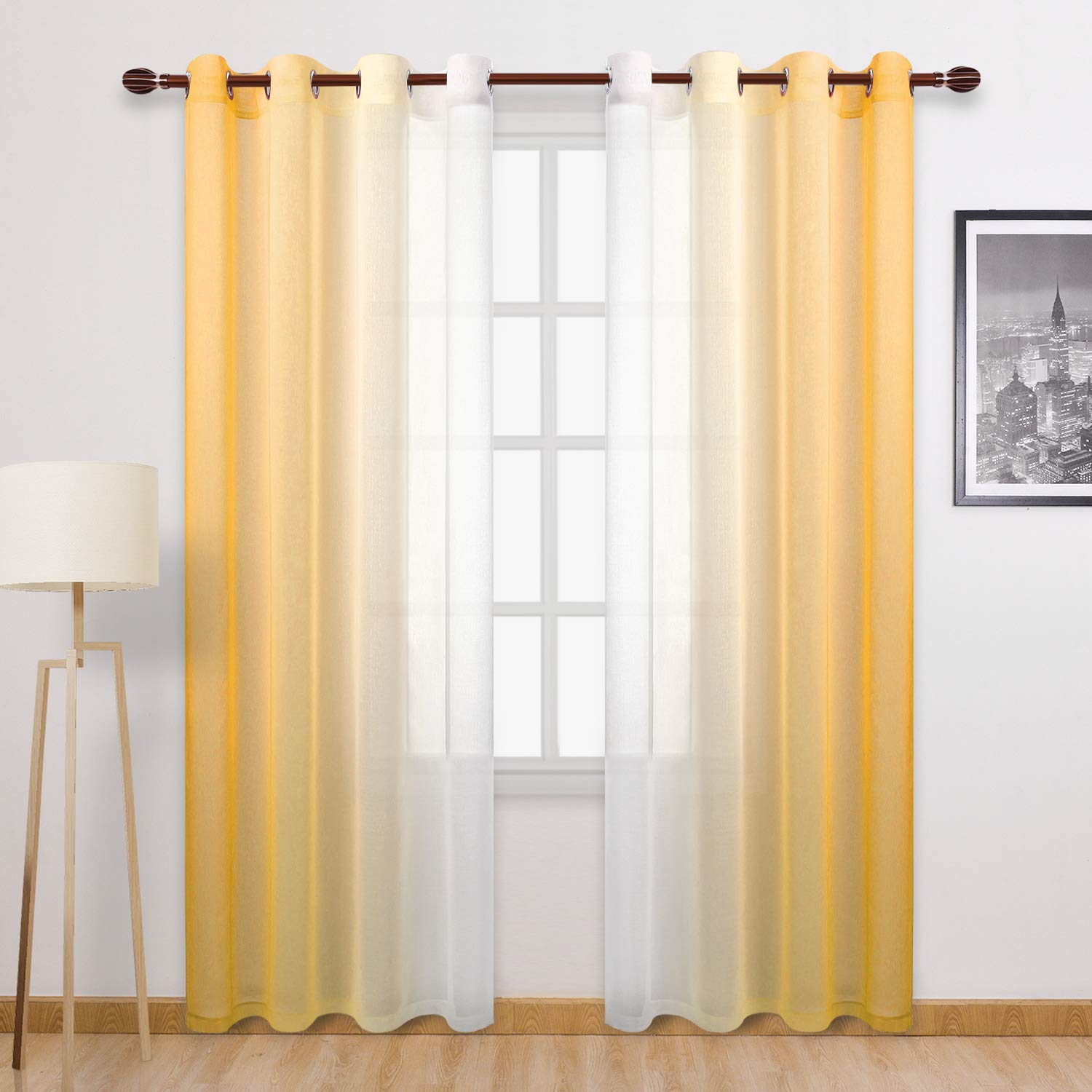 Custom Curtains: Ombre Sheer Curtains, Set of 2 Panels
