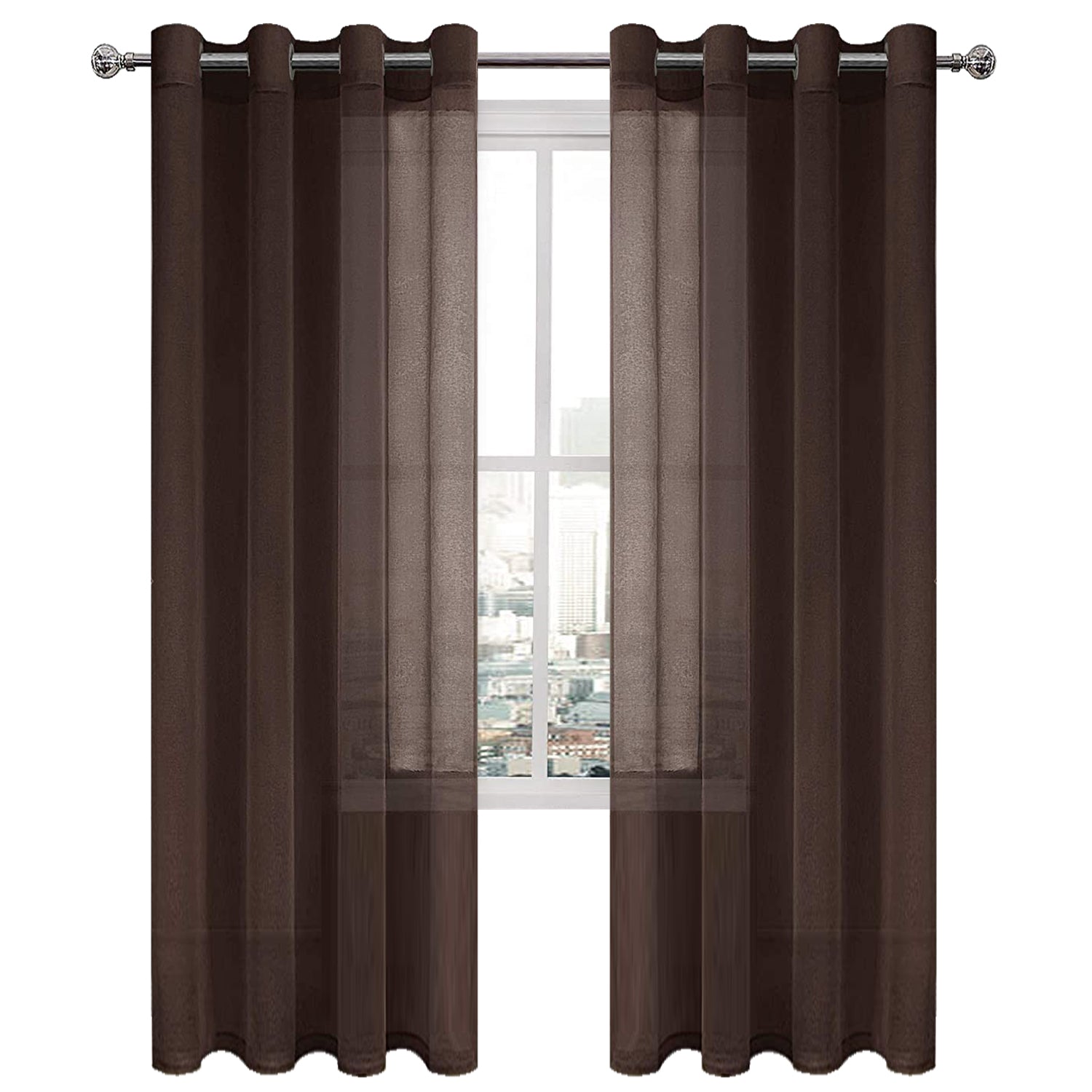 Custom Curtains: Faux Linen Sheer Curtains, Set of 2 Panels