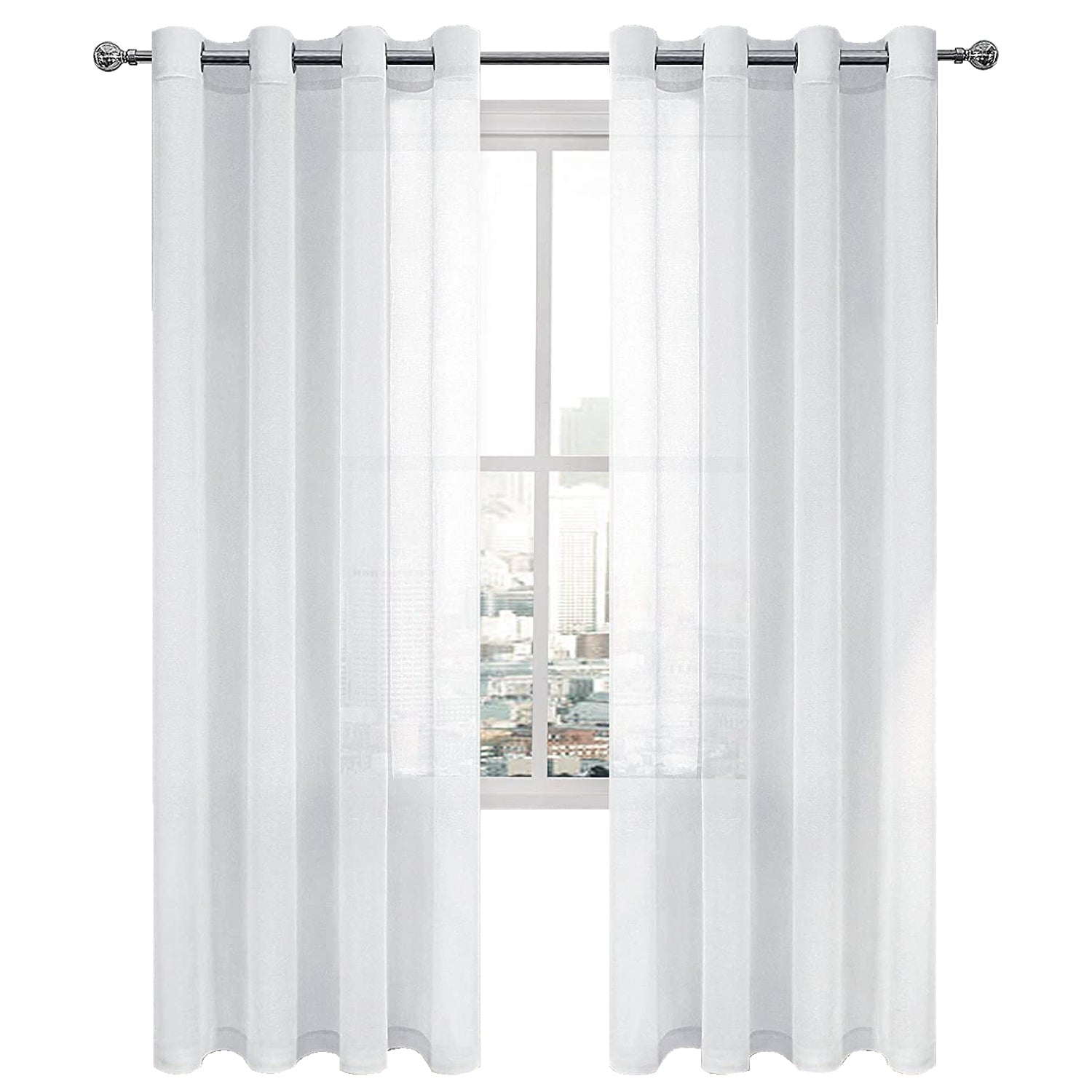 Custom Curtains: Faux Linen Sheer Curtains, Set of 2 Panels