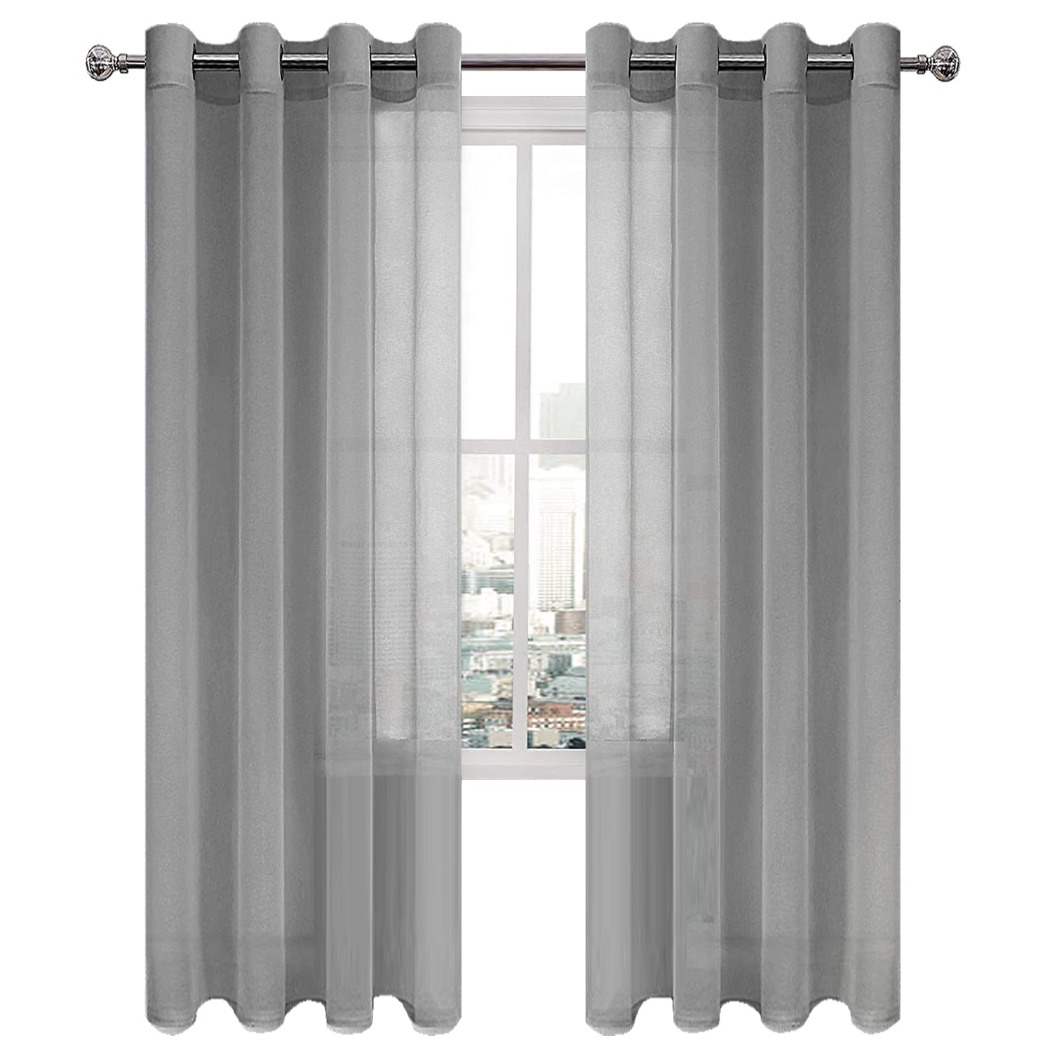 Custom Curtains: Faux Linen Sheer Curtains, Set of 2 Panels