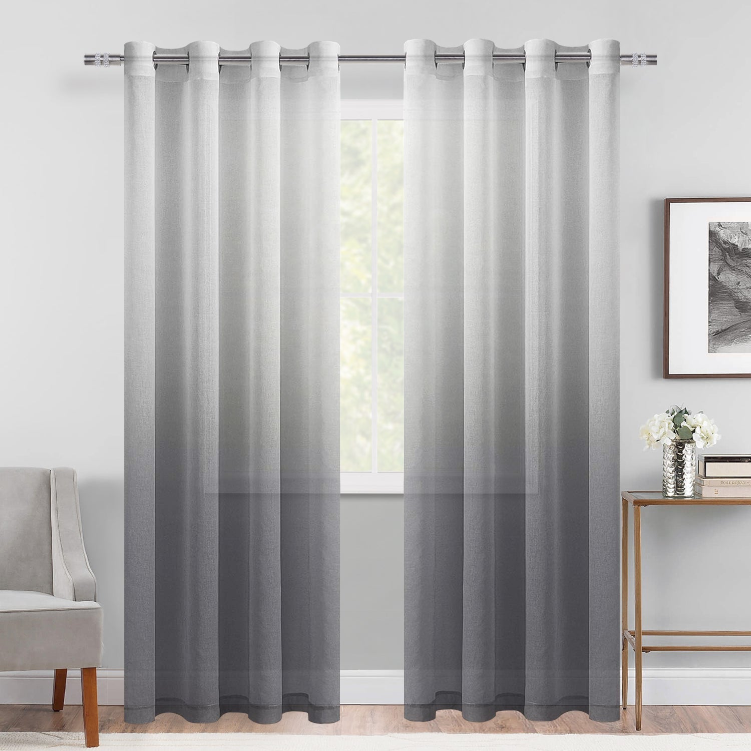 DWCN Faux Linen Ombre Sheer Curtains - DWCN Official