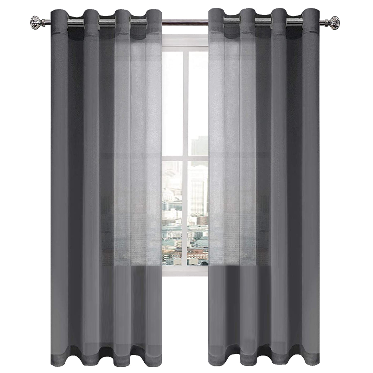 Custom Curtains: Faux Linen Sheer Curtains, Set of 2 Panels