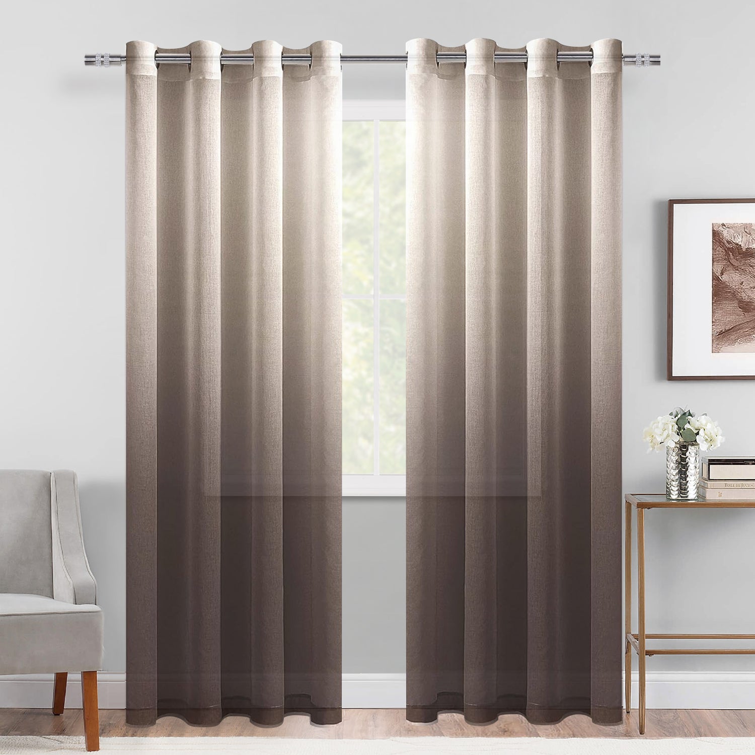 DWCN Faux Linen Ombre Sheer Curtains - DWCN Official
