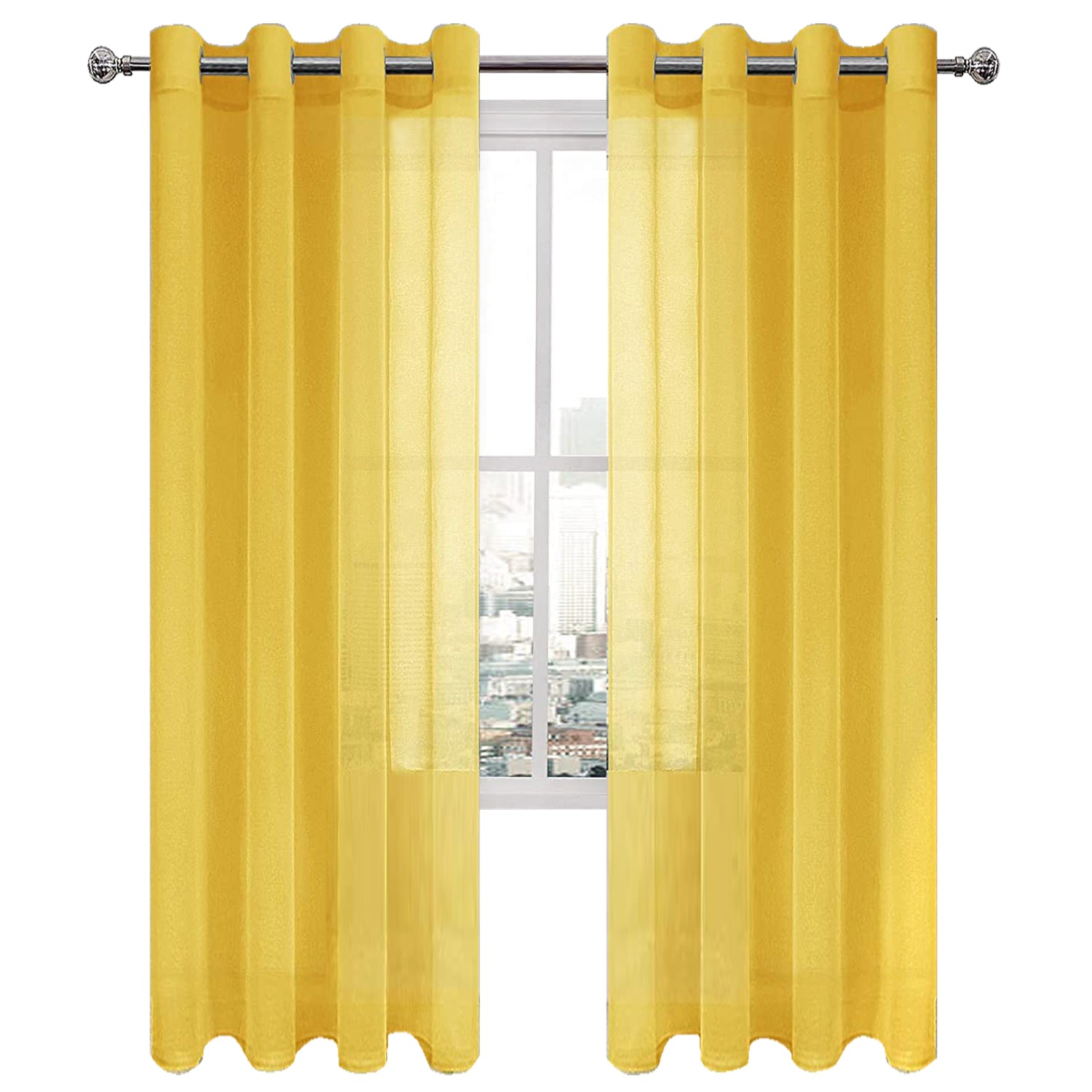 Custom Curtains: Faux Linen Sheer Curtains, Set of 2 Panels