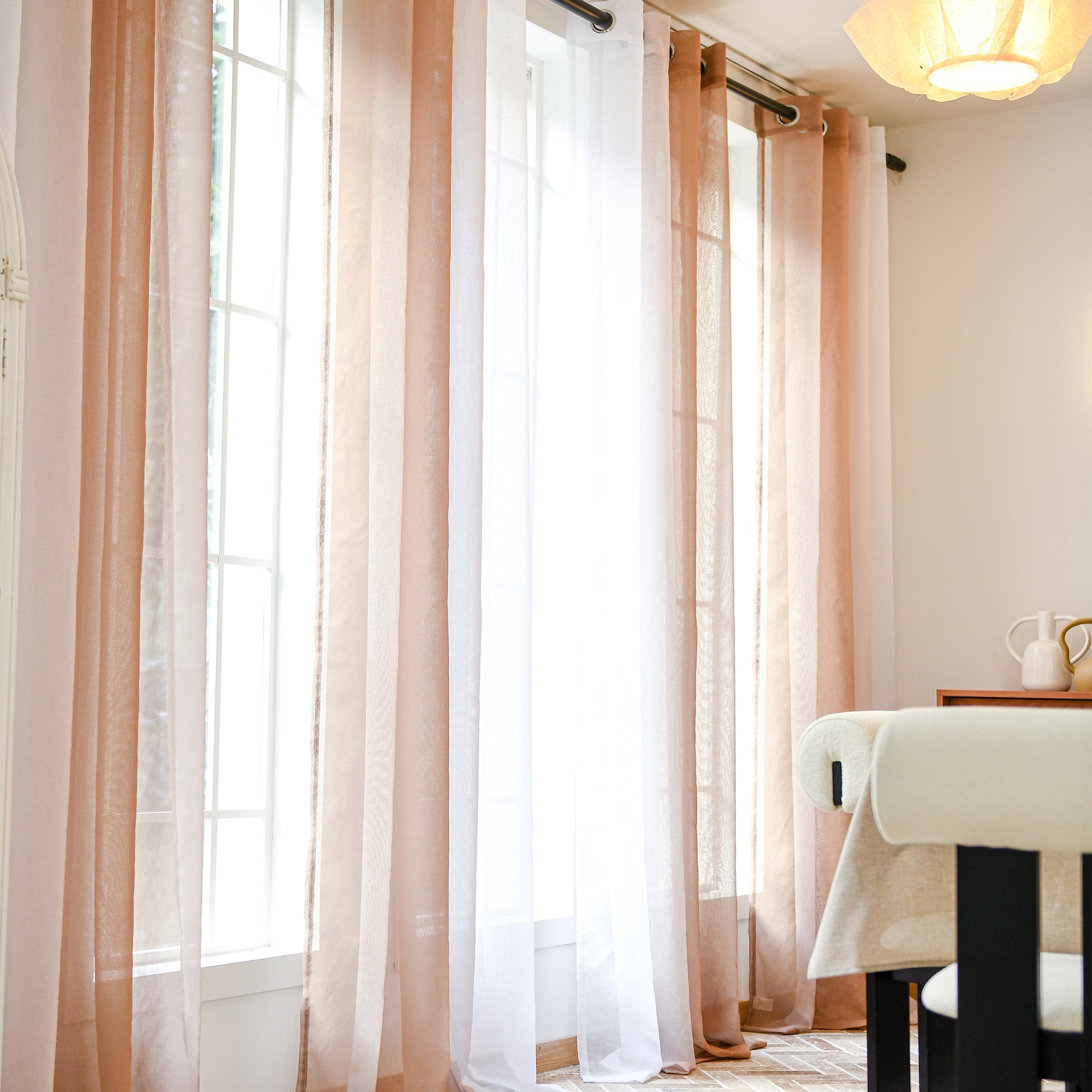 Custom Linen Texture Ombre Sheer Curtains
