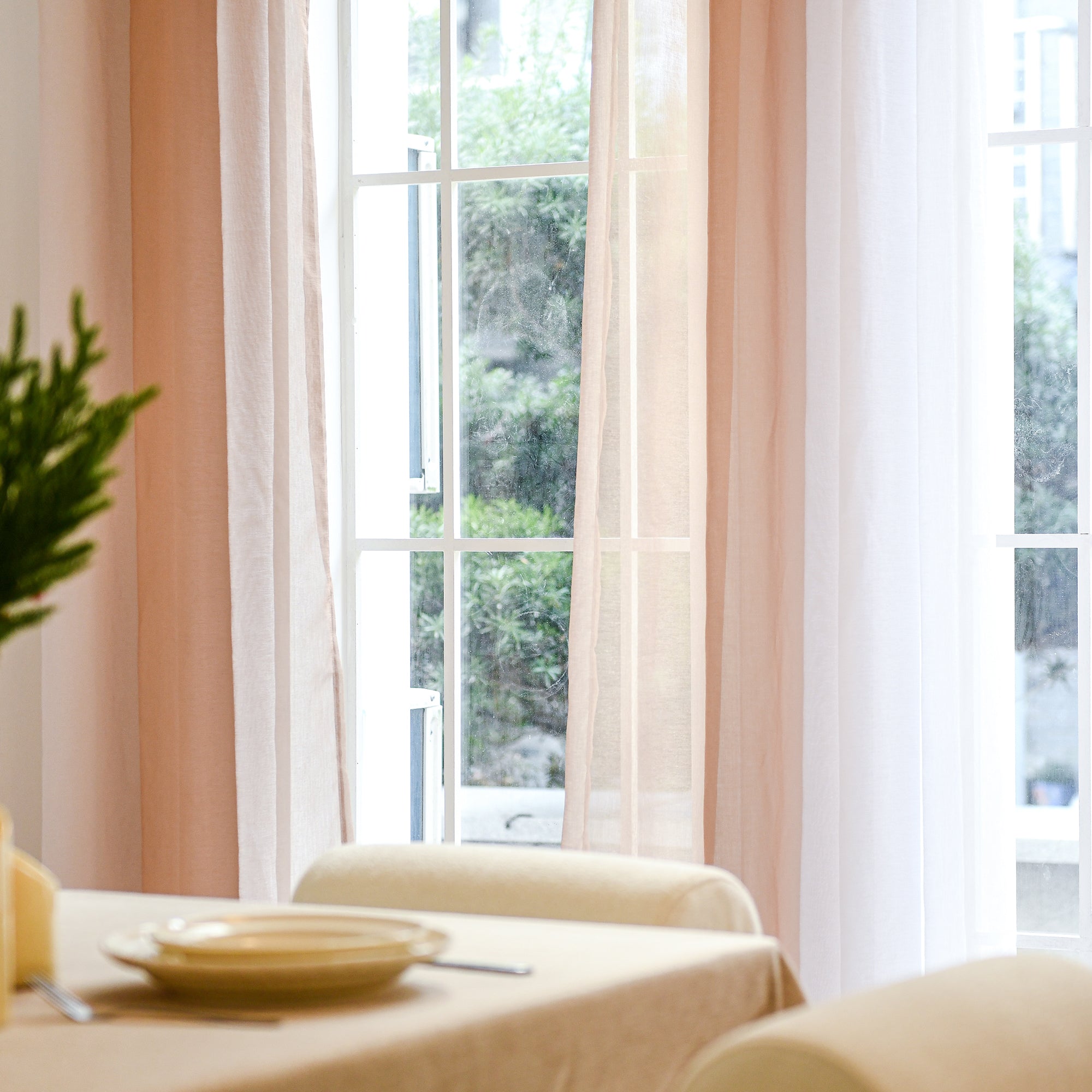 Custom Linen Texture Ombre Sheer Curtains