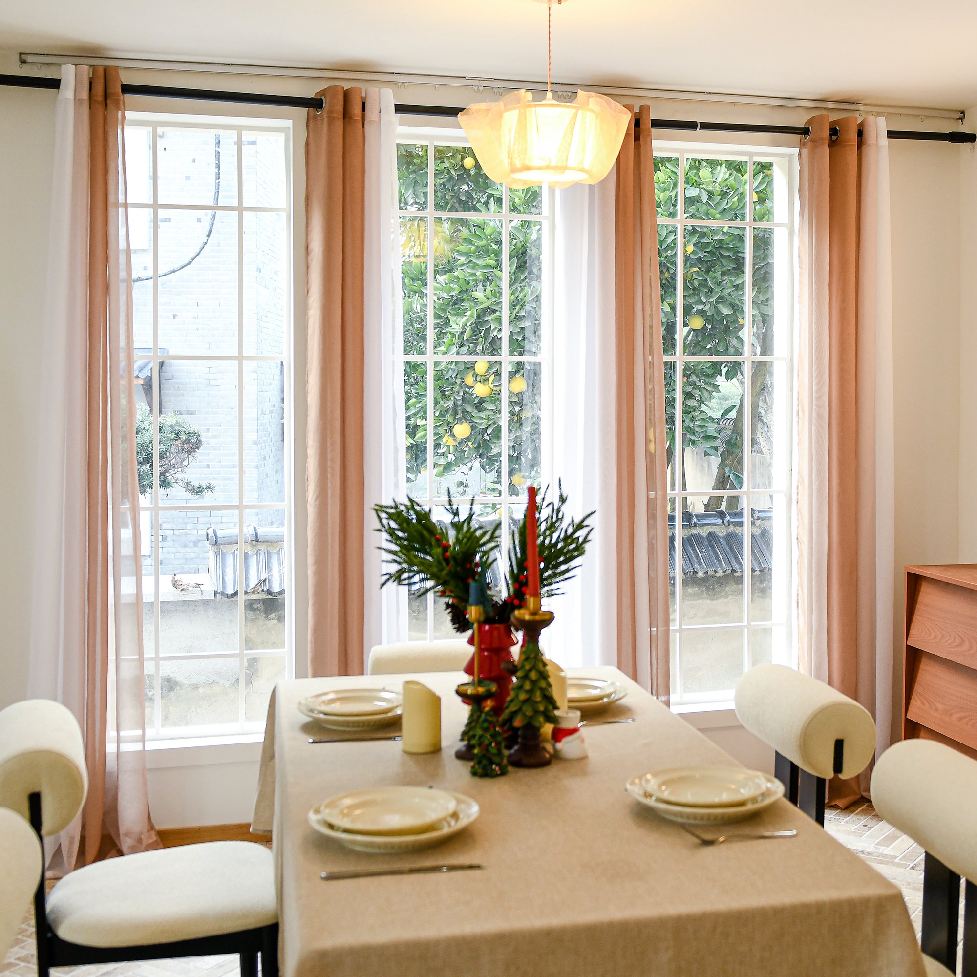 Custom Linen Texture Ombre Sheer Curtains