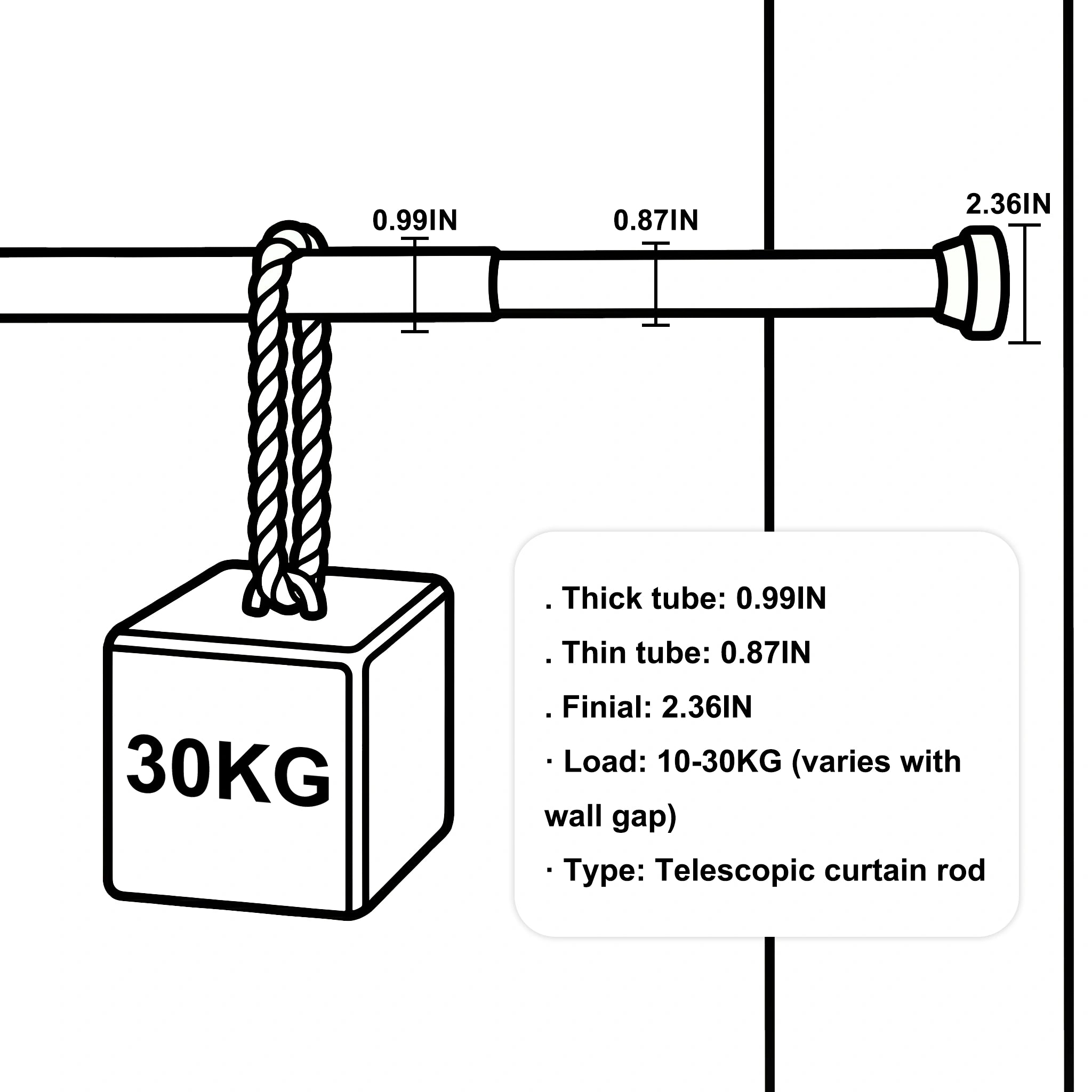 No-Drill Flexible Telescopic Curtain Rod