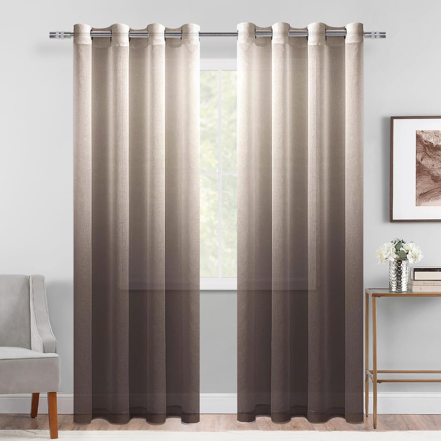 Custom Curtains: Vertical Ombre Sheer Curtain, Set of 2 Panels