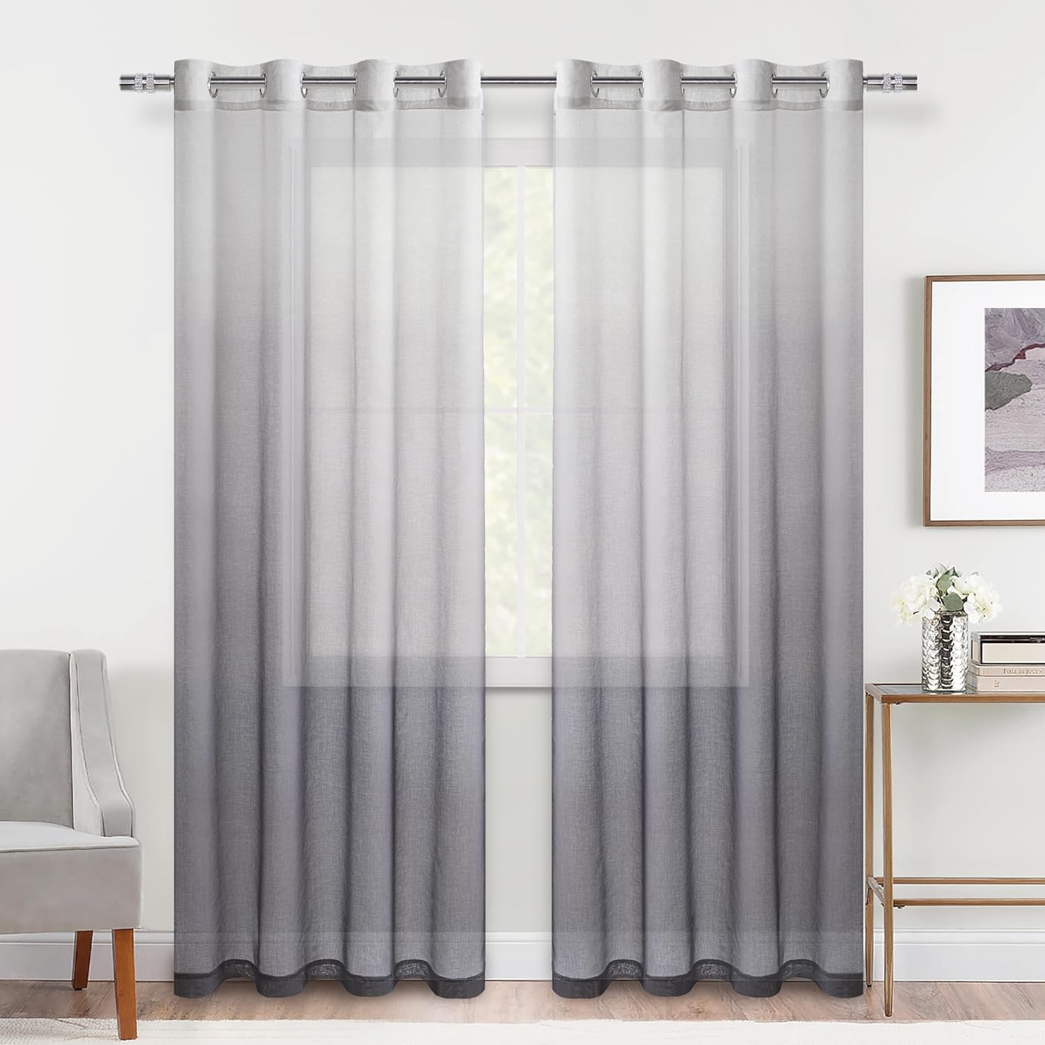 Custom Curtains: Vertical Ombre Sheer Curtain, Set of 2 Panels
