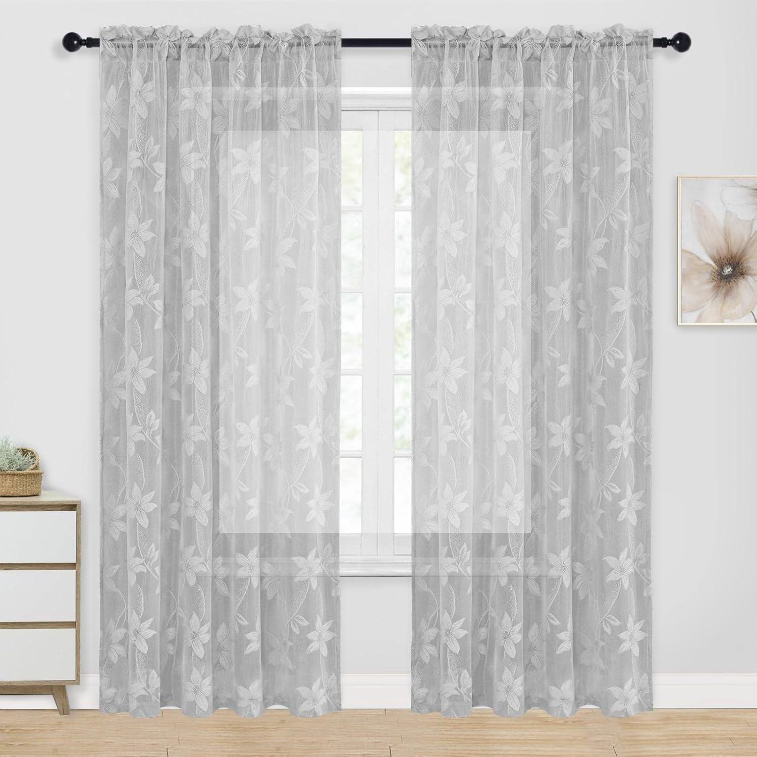Custom Curtains: Lace Sheer Curtains, Set of 2 Panels