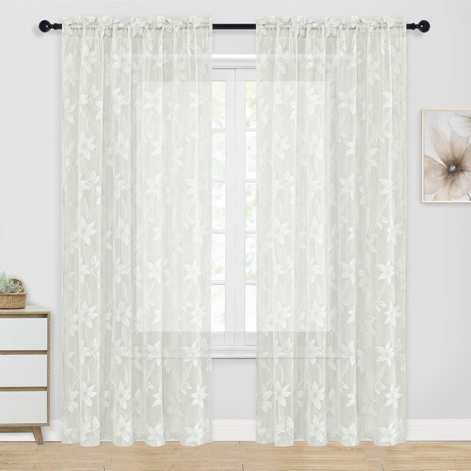 Custom Curtains: Lace Sheer Curtains, Set of 2 Panels