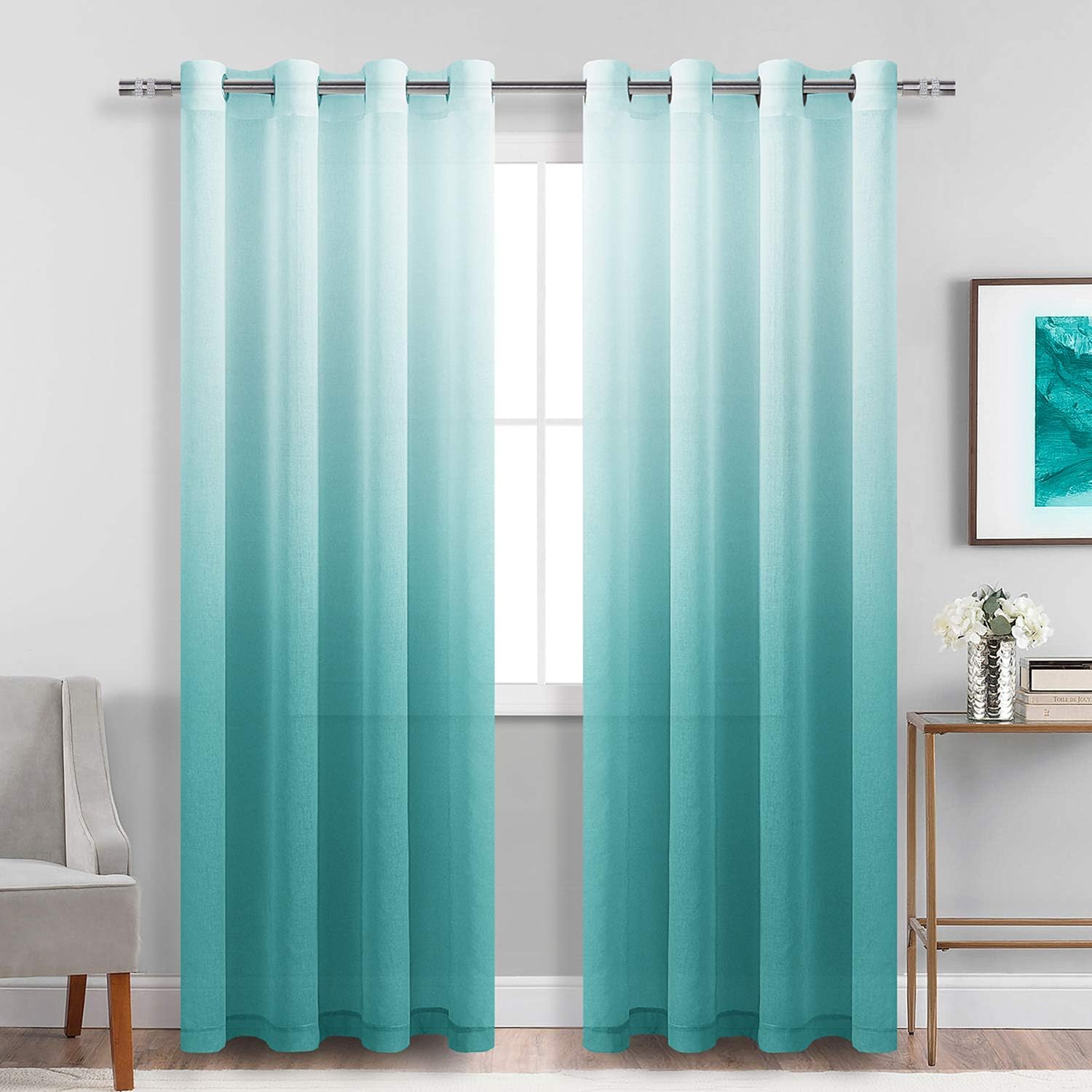 Custom Curtains: Vertical Ombre Sheer Curtain, Set of 2 Panels