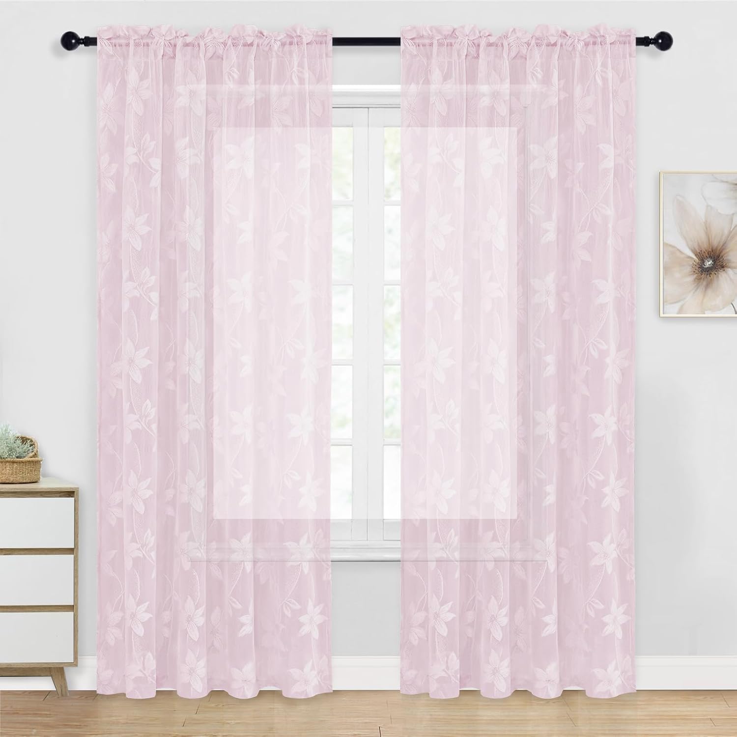 Custom Curtains: Lace Sheer Curtains, Set of 2 Panels