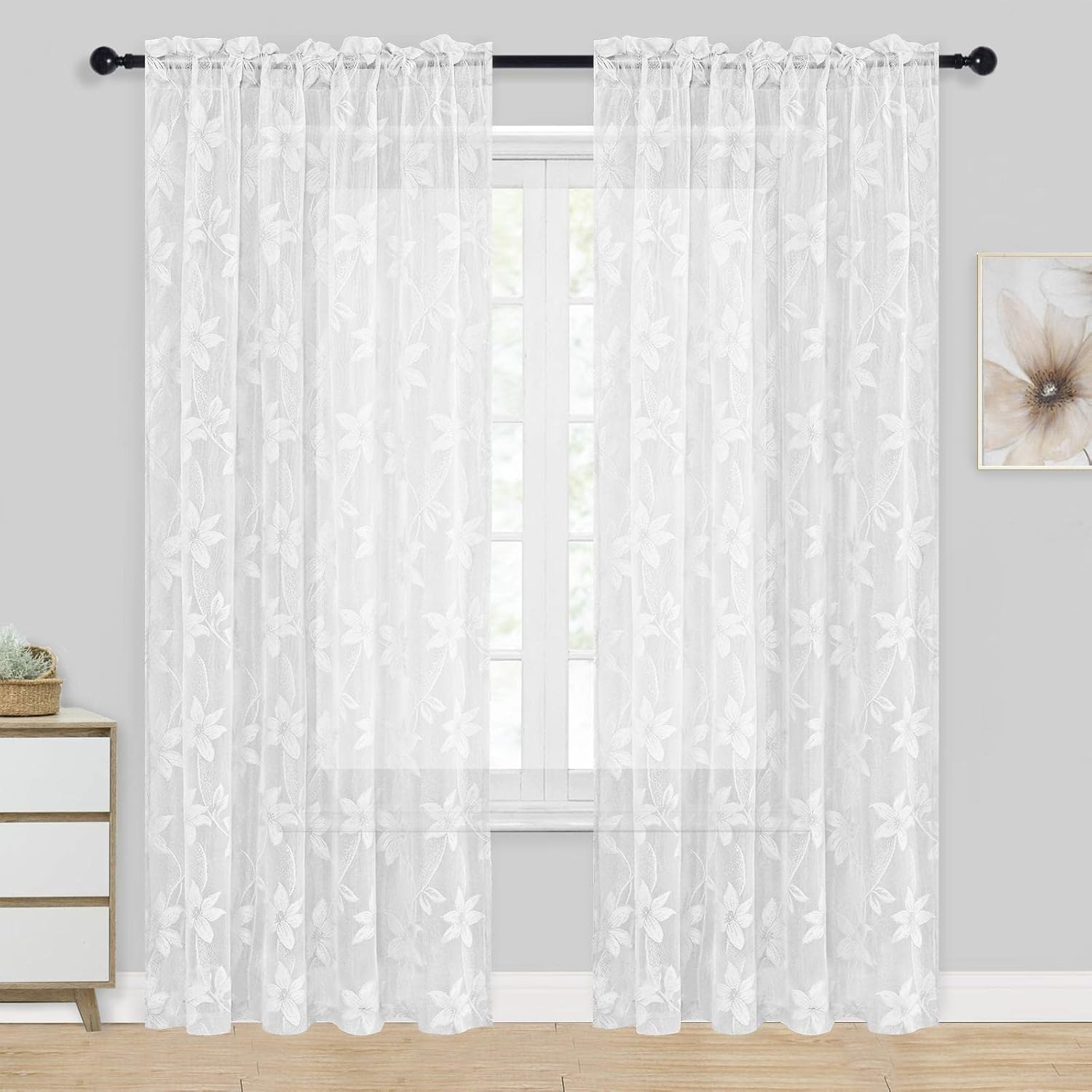 Custom Curtains: Lace Sheer Curtains, Set of 2 Panels