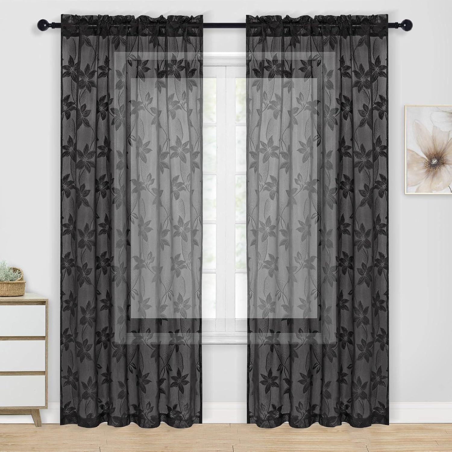 Custom Curtains: Lace Sheer Curtains, Set of 2 Panels