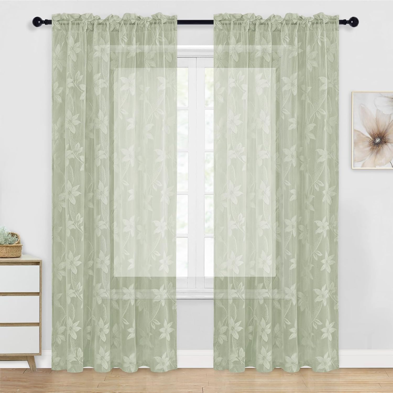 Custom Curtains: Lace Sheer Curtains, Set of 2 Panels