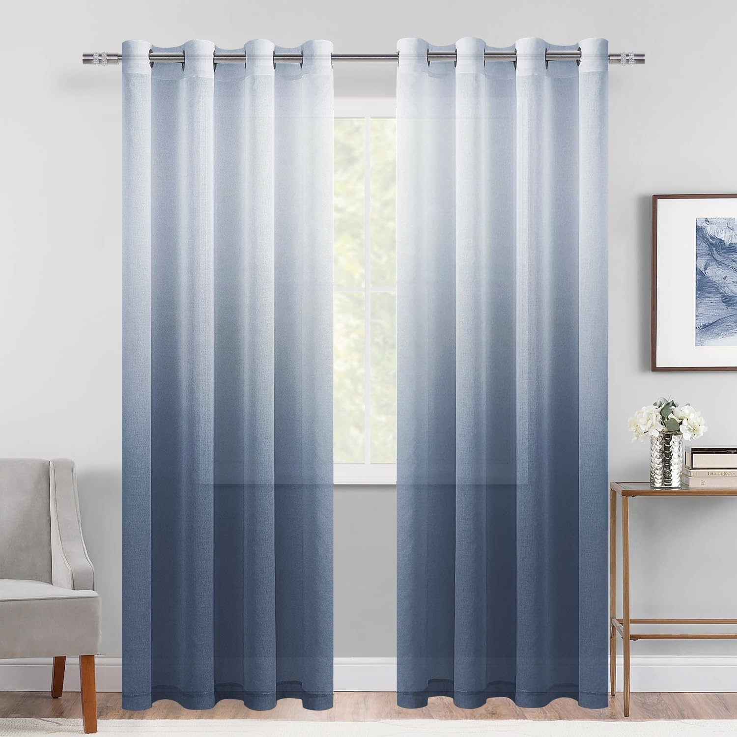 Custom Curtains: Vertical Ombre Sheer Curtain, Set of 2 Panels