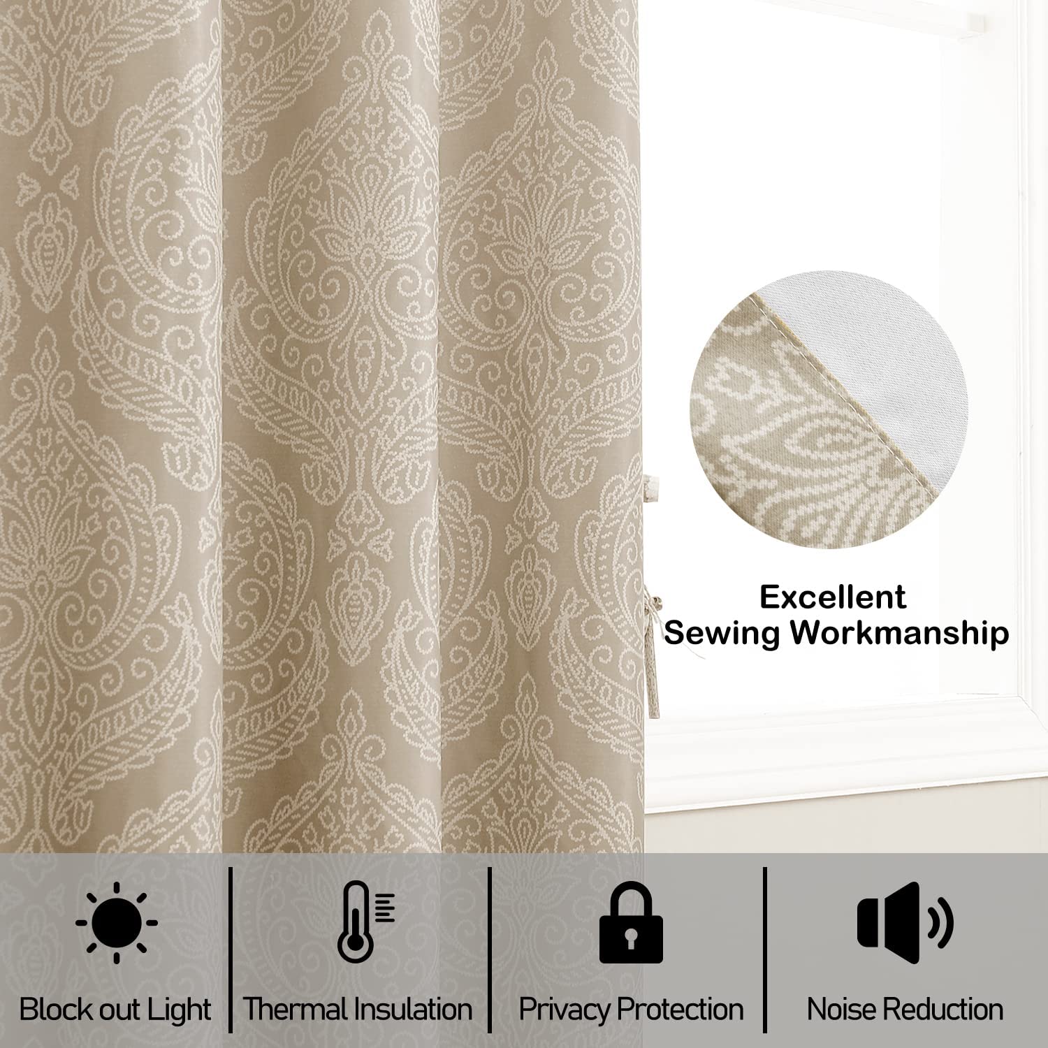 DWCN Ombre Blackout Curtains, Set of 2 Panels