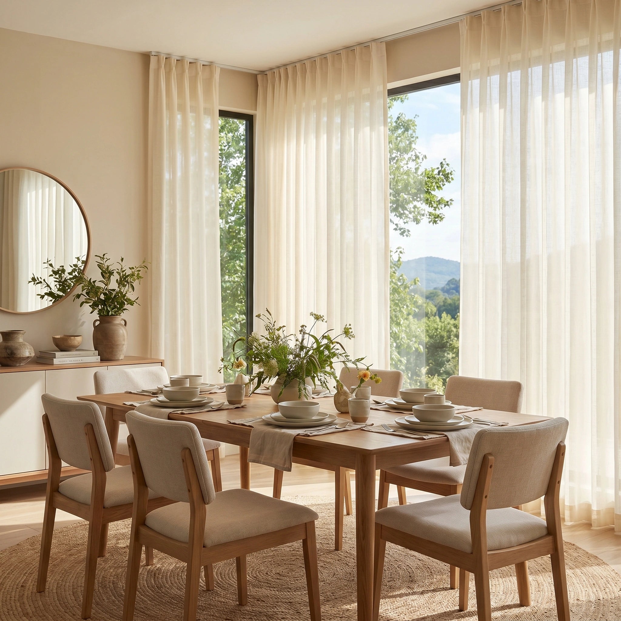 DWCN Official Ariadne Pearl Crosshatch Linen Sheer Curtain featuring a delicate pearl pattern and lightweight, airy linen fabric.