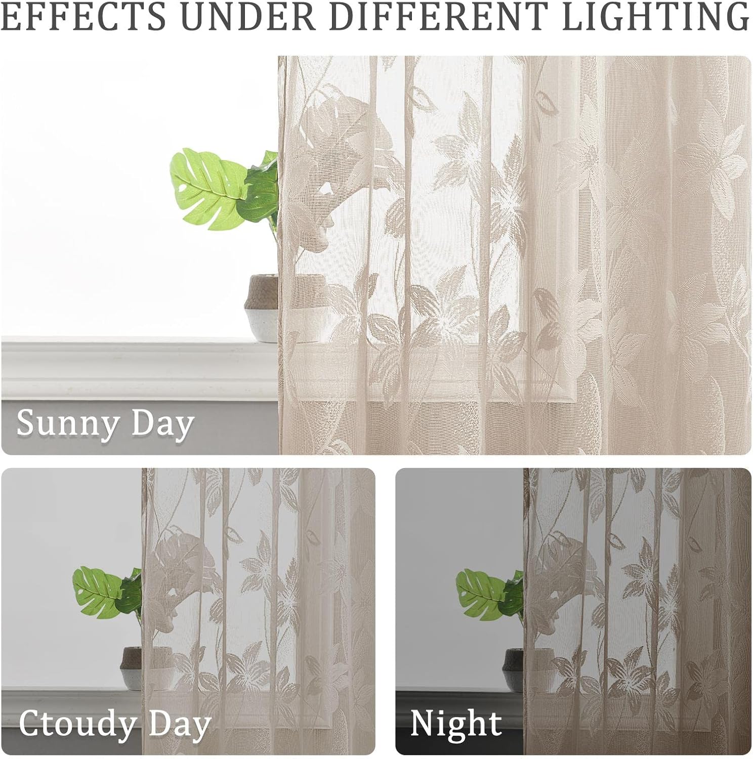 Custom Curtains: Lace Sheer Curtains, Set of 2 Panels