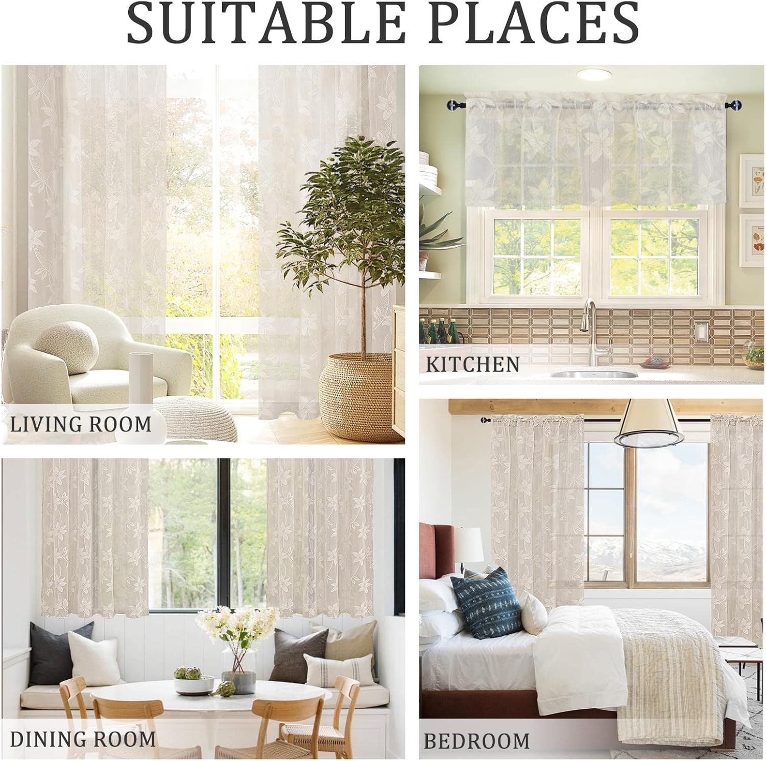 Custom Curtains: Lace Sheer Curtains, Set of 2 Panels