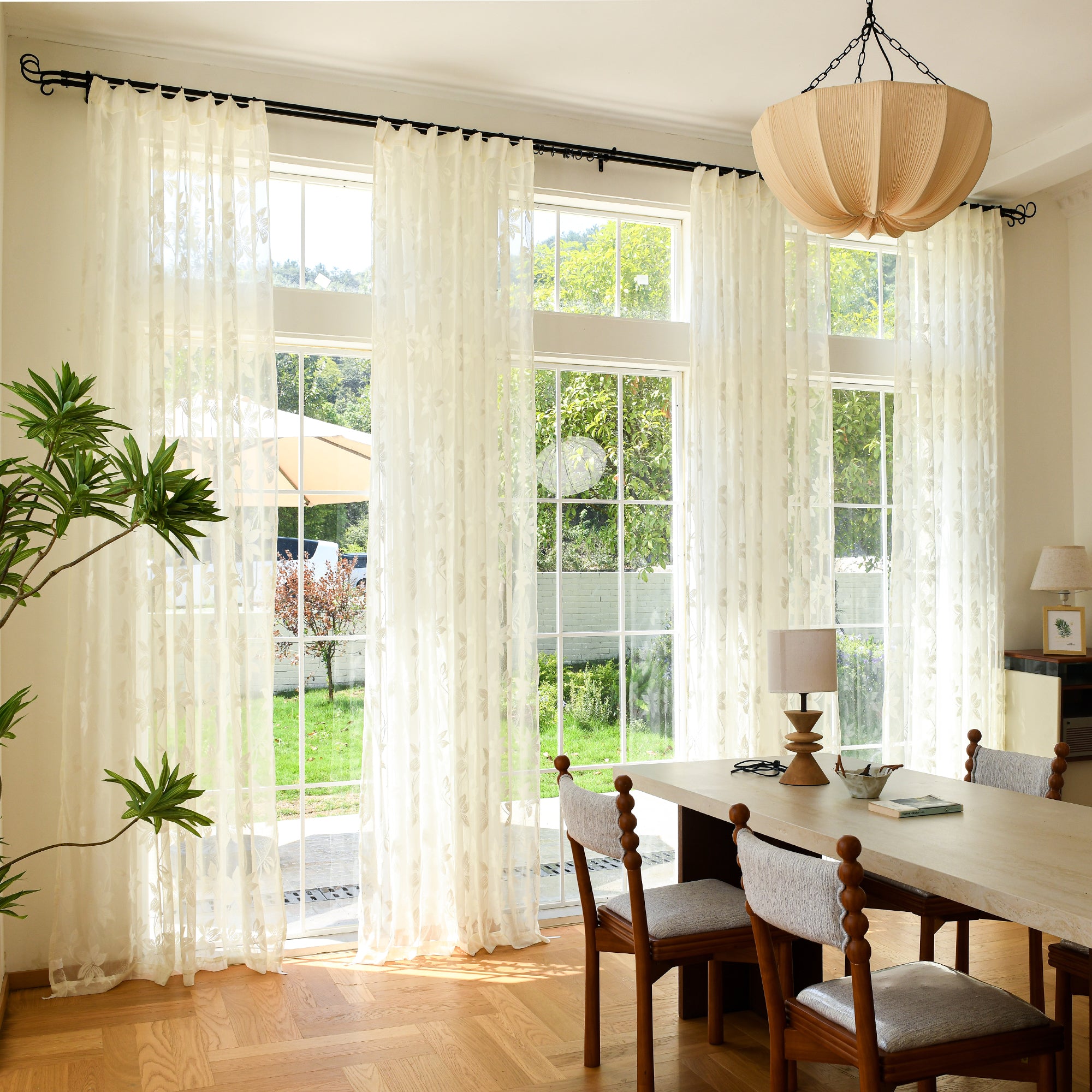 Custom Curtains: Semi-Sheer Lace Voile Curtains, Set of 2 Panels