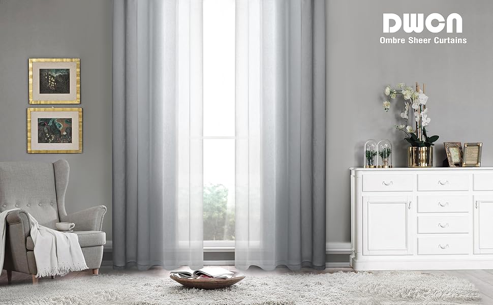 Custom Curtains: Ombre Sheer Curtains, Set of 2 Panels