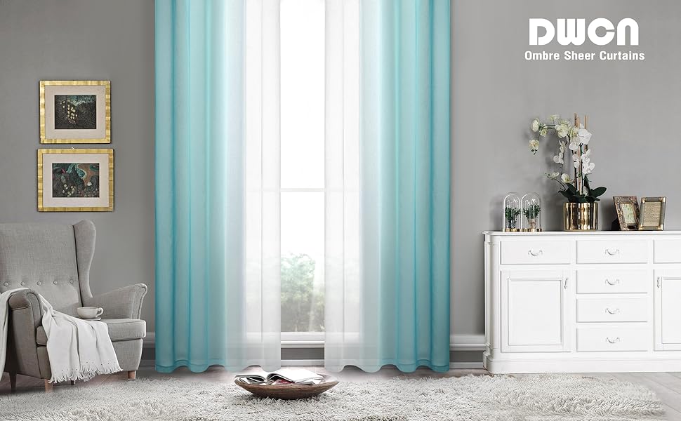 Custom Curtains: Ombre Sheer Curtains, Set of 2 Panels