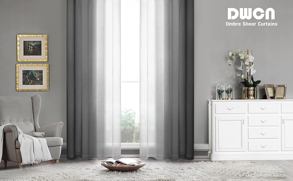 Custom Curtains: Ombre Sheer Curtains, Set of 2 Panels