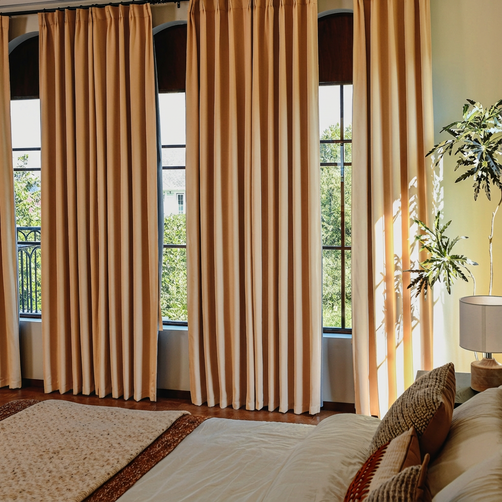 Custom Luxury Silk-Fiber Blackout Curtains