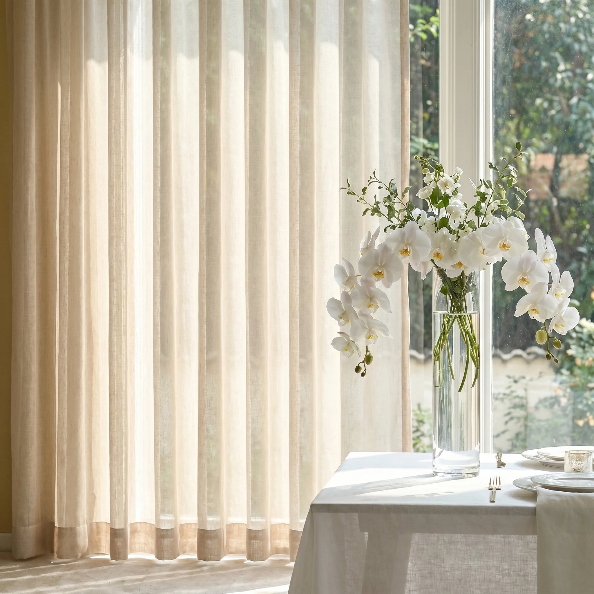 Wedding Linen-Texture Sheer Drapes
