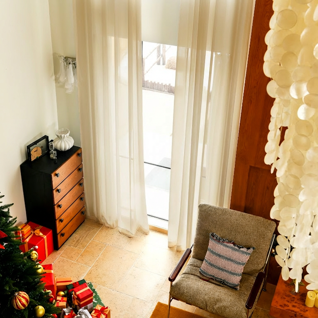 Custom Linen Texture Solid Sheer Curtains