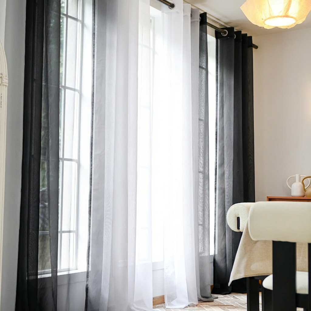 Custom Linen Texture Ombre Sheer Curtains