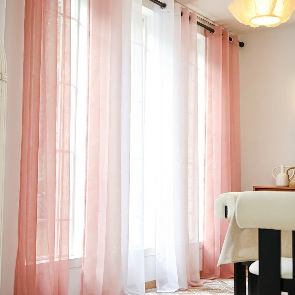 Custom Linen Texture Ombre Sheer Curtains