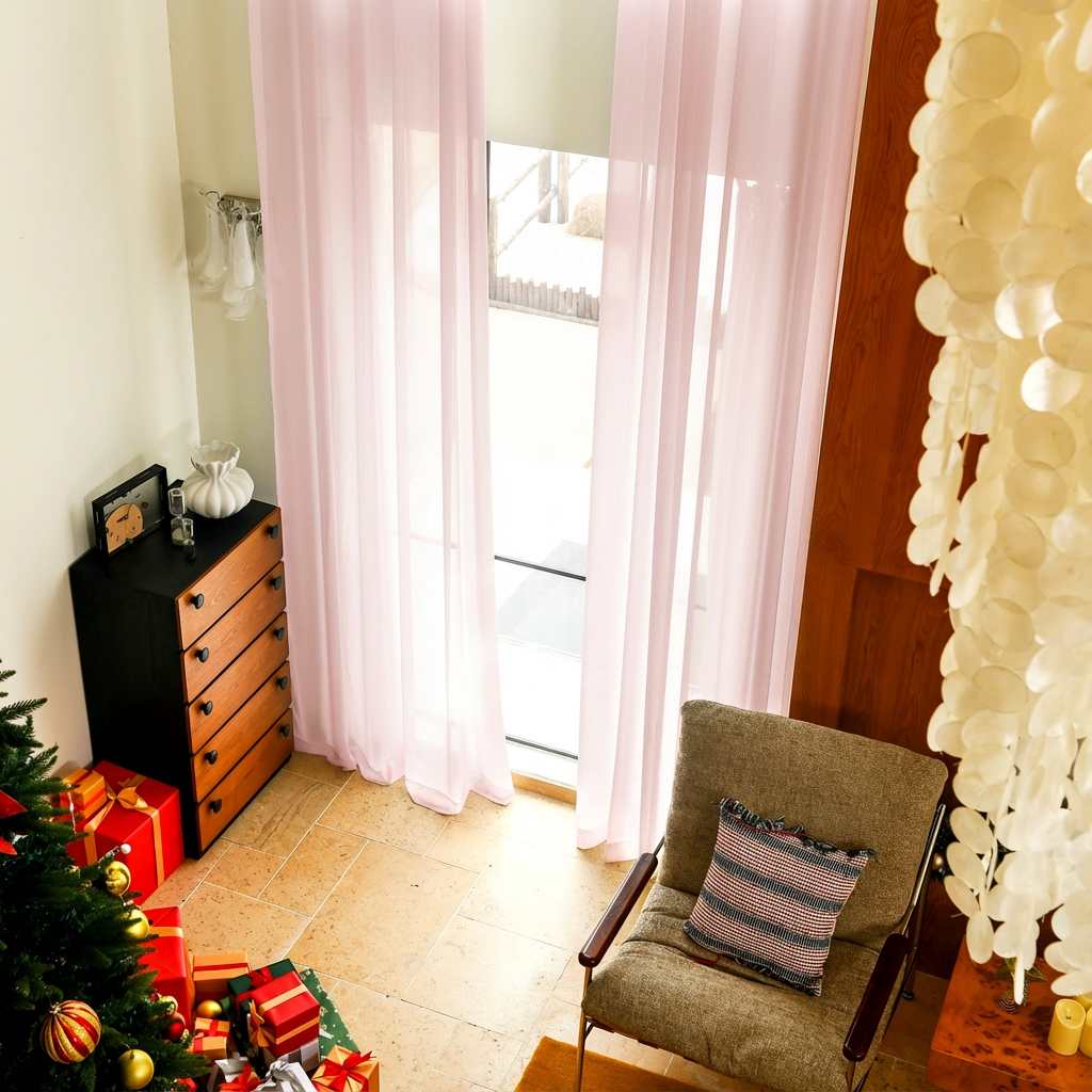 Custom Linen Texture Solid Sheer Curtains