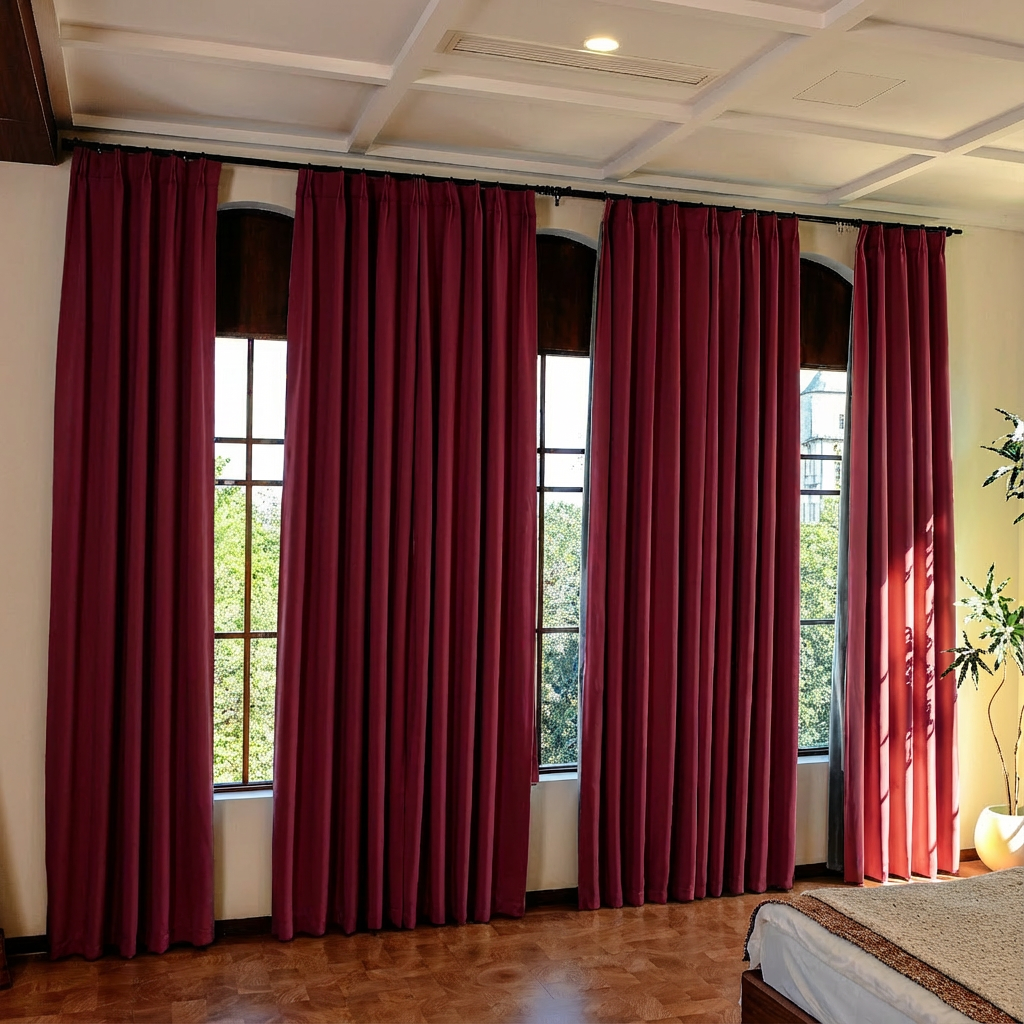 Custom Luxury Silk-Fiber Blackout Curtains