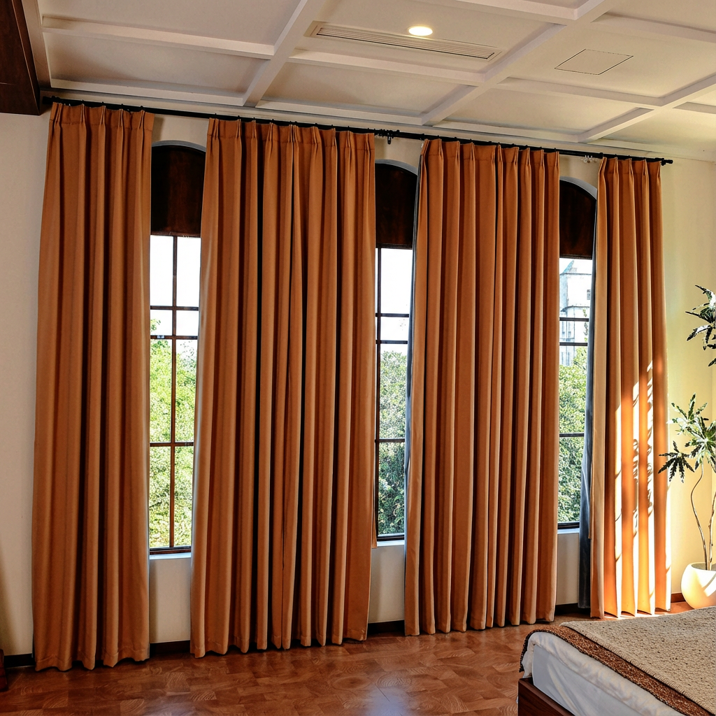 Custom Luxury Silk-Fiber Blackout Curtains
