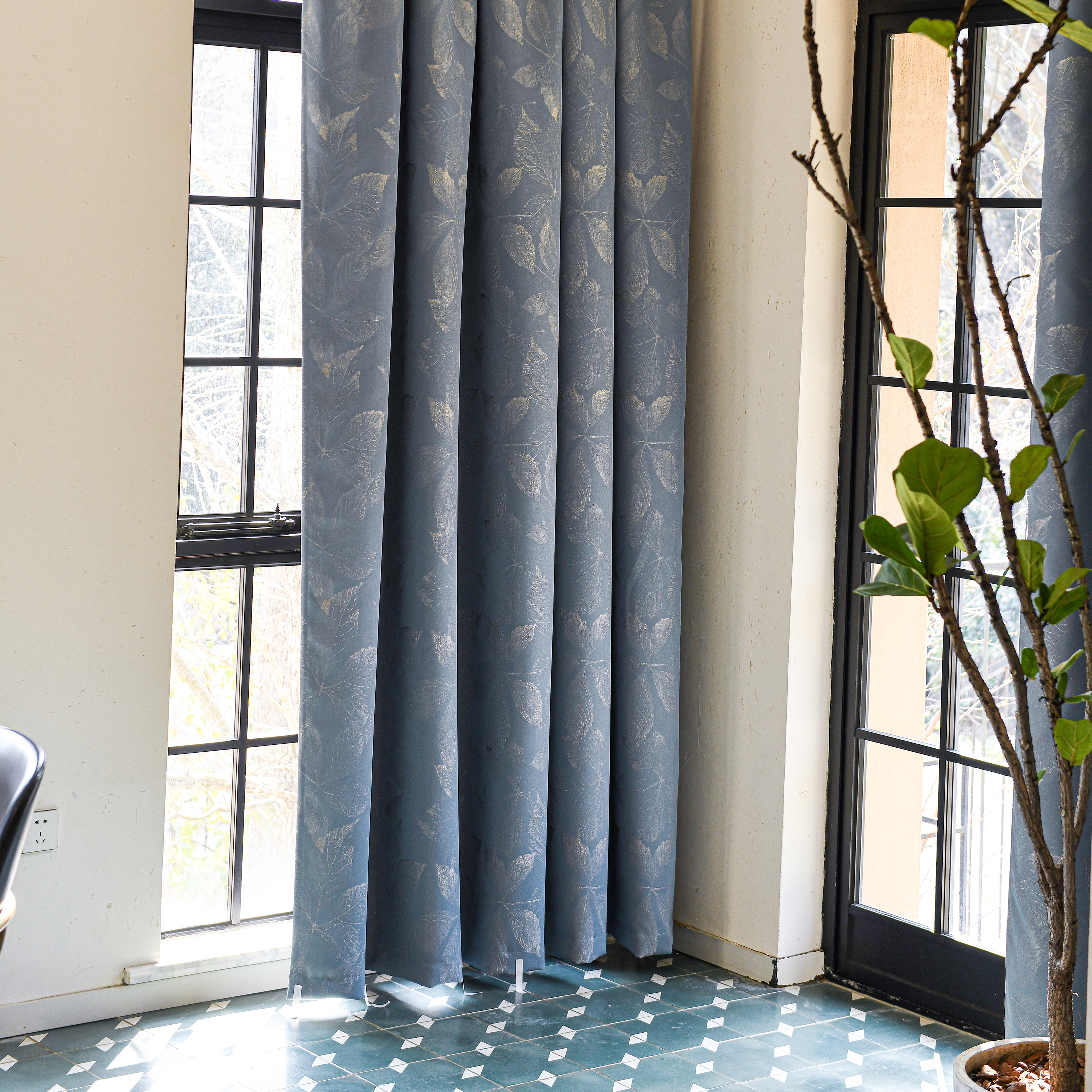 Clementine Embroidered-Pattern Pure Cotton Curtain