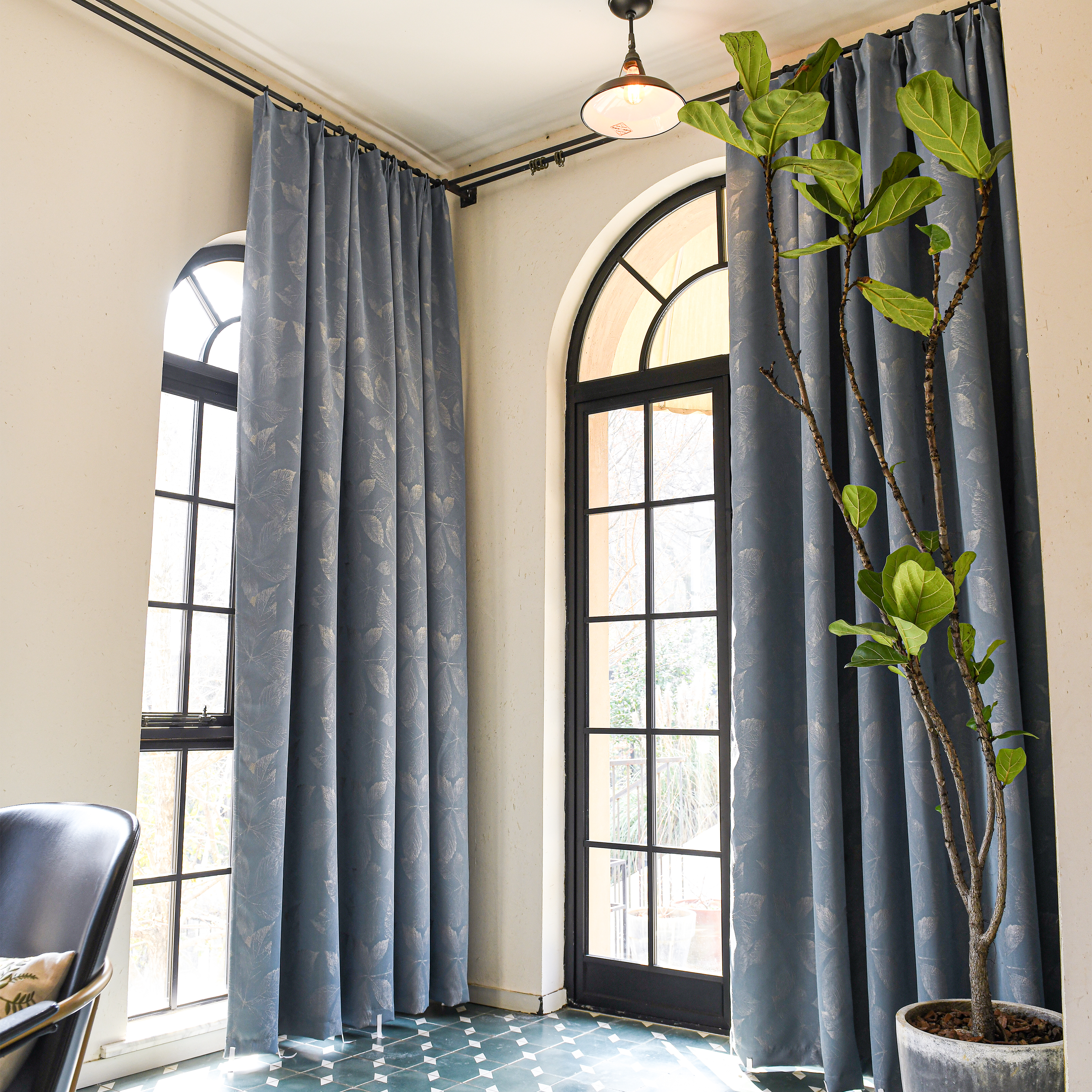 Clementine Embroidered-Pattern Pure Cotton Curtain