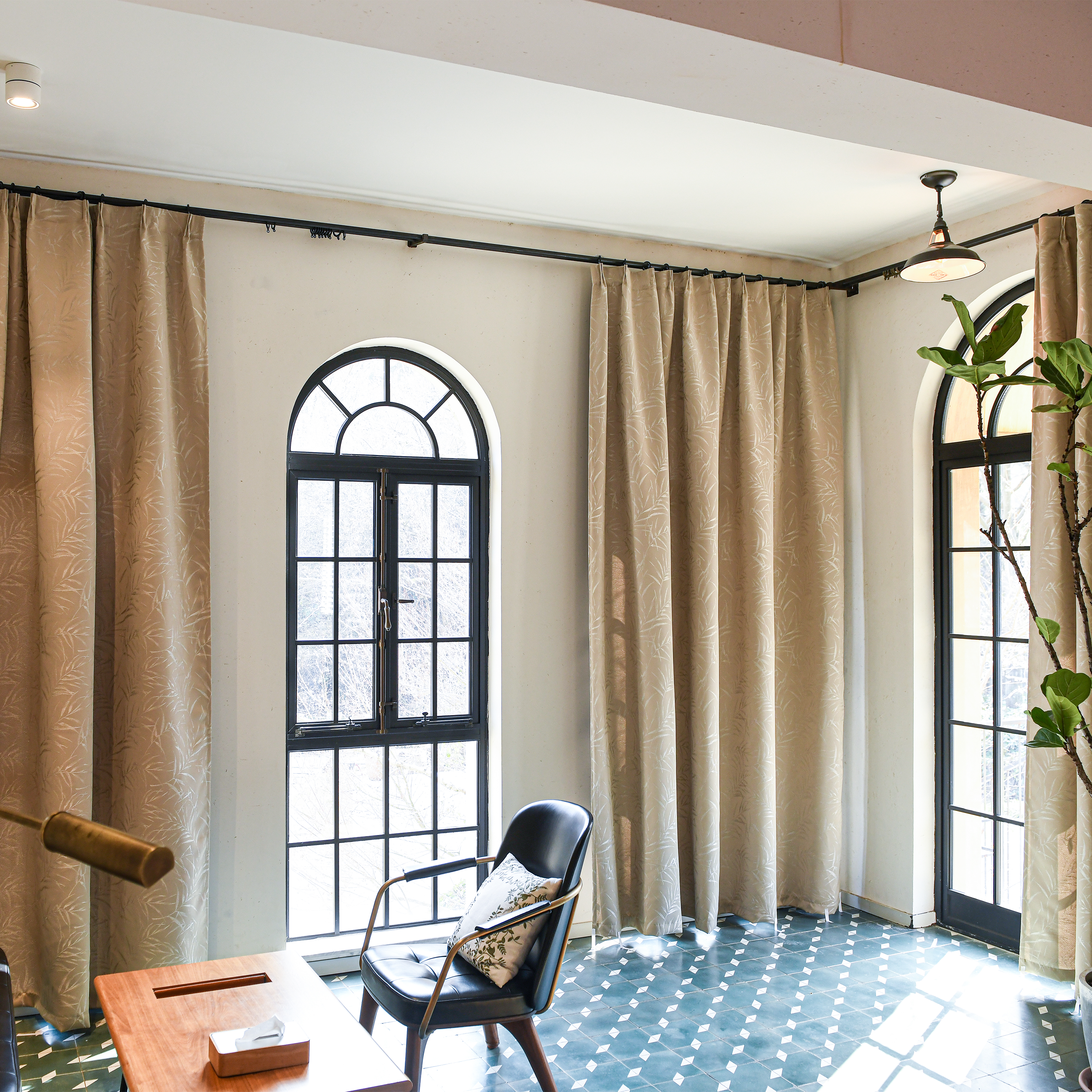 Elowen Embroidered-Pattern Cotton Curtain